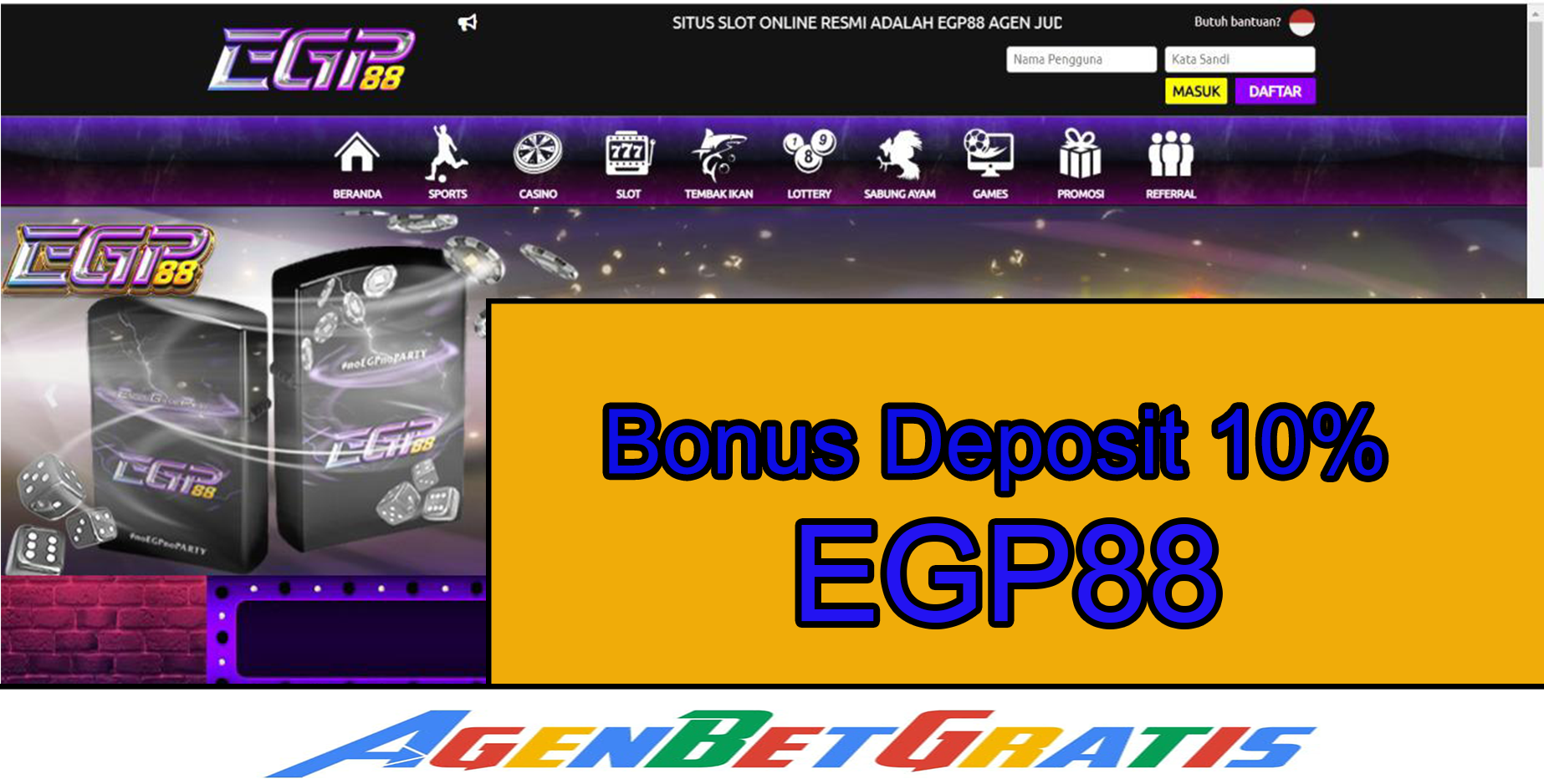 EGP88 - Welcome Bonus 20%