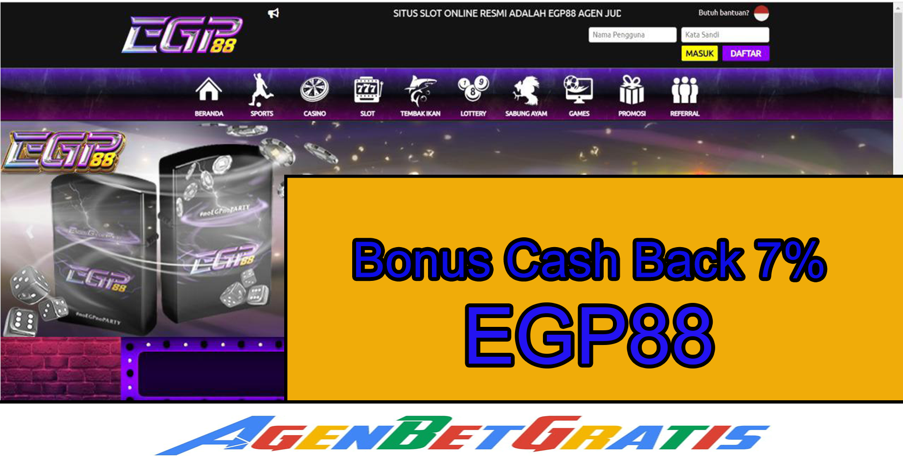 EGP88 - Bonus Cash Back 7%