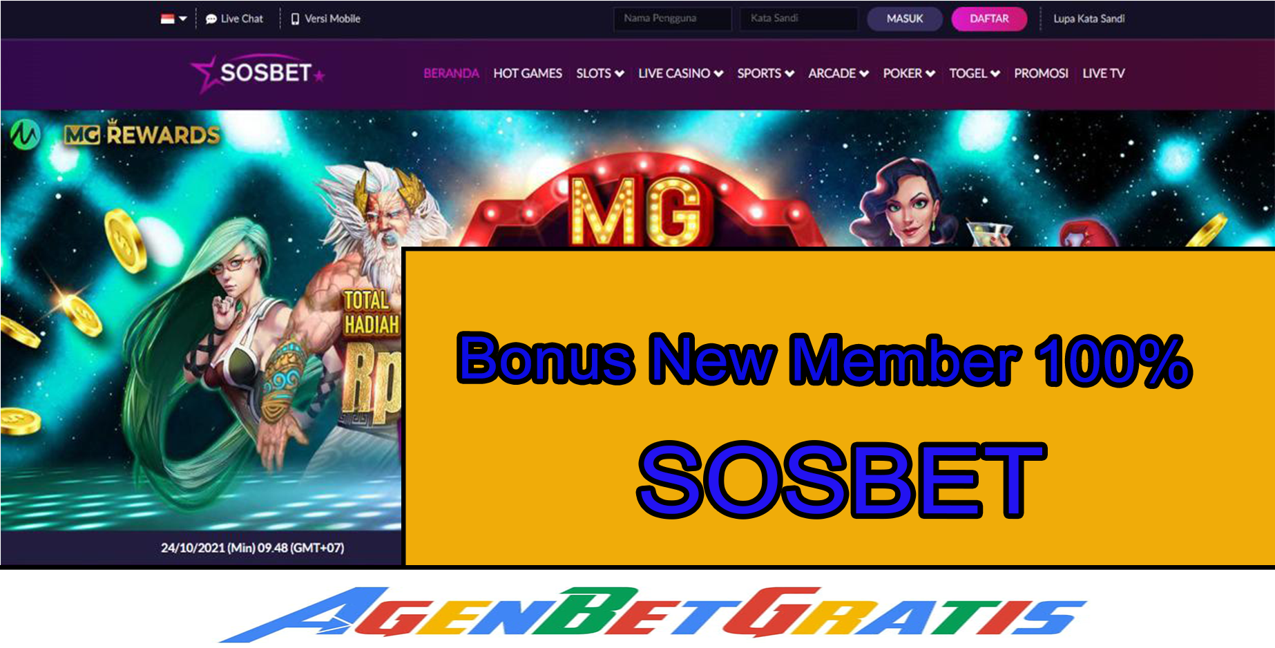 SOSBET - Bonus New Member 100%