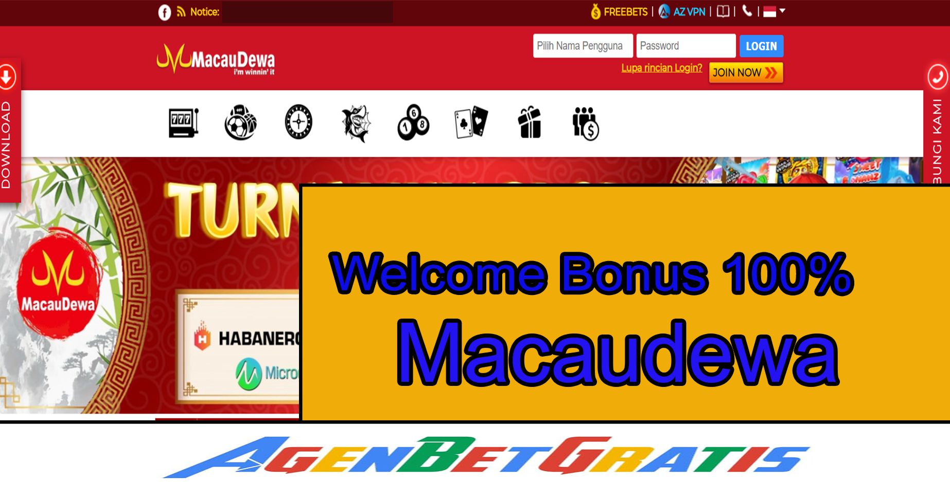 MACAUDEWA - Welcome Bonus 100%