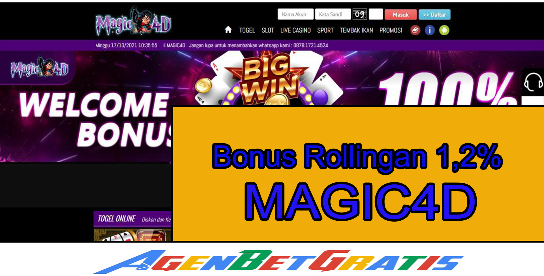 MAGIC4D - Bonus Rollingan 1,2%