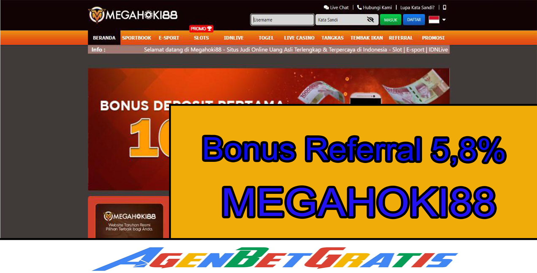 MEGAHOKI88 - Bonus Referral 5,8%