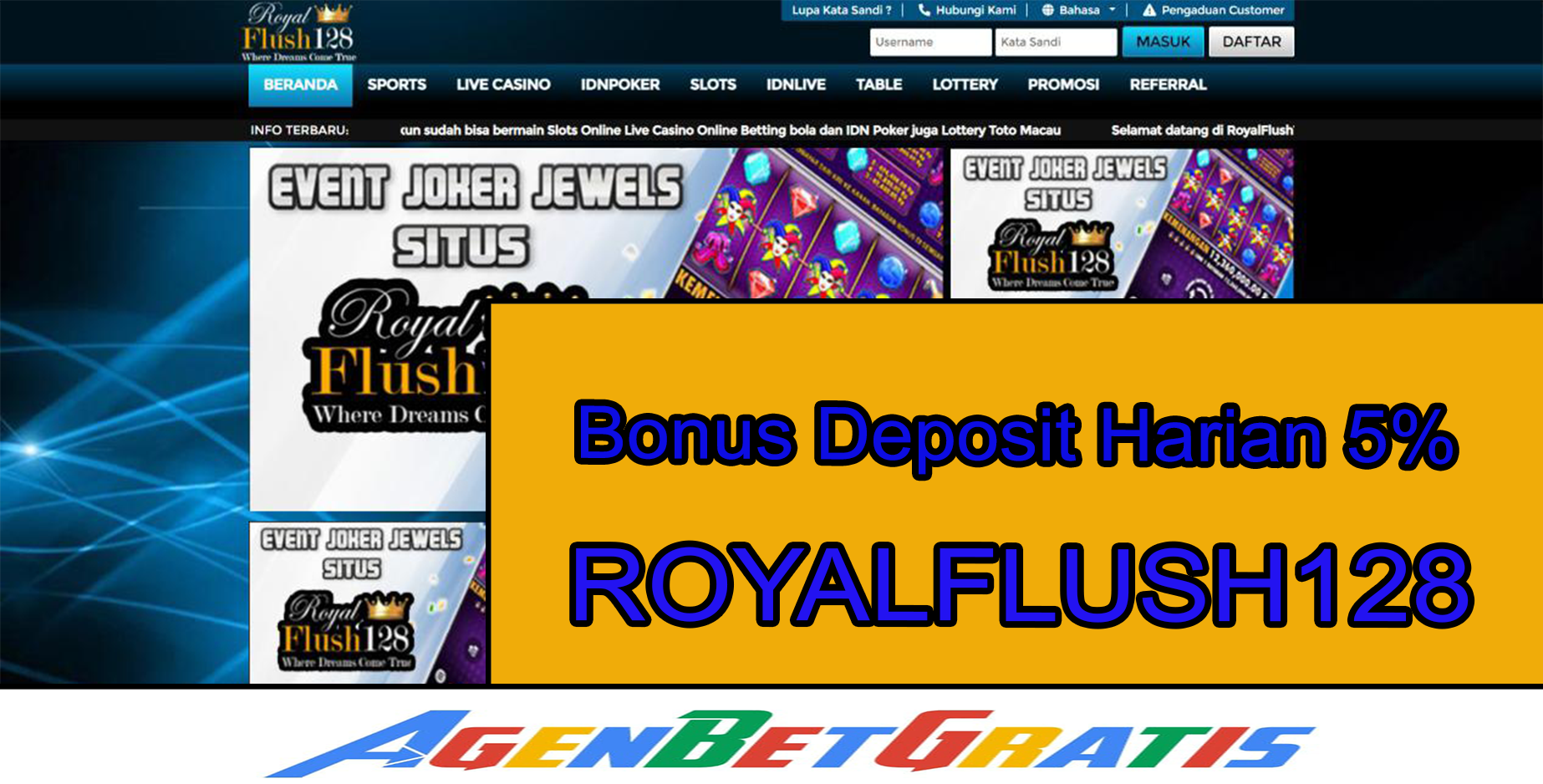 ROYALFLUSH128 - Bonus Deposit Harian 5%