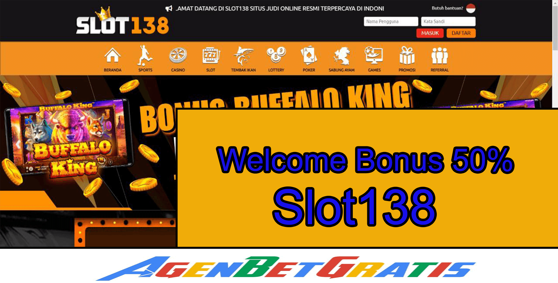 SLOT138 - Welcome Bonus 50%