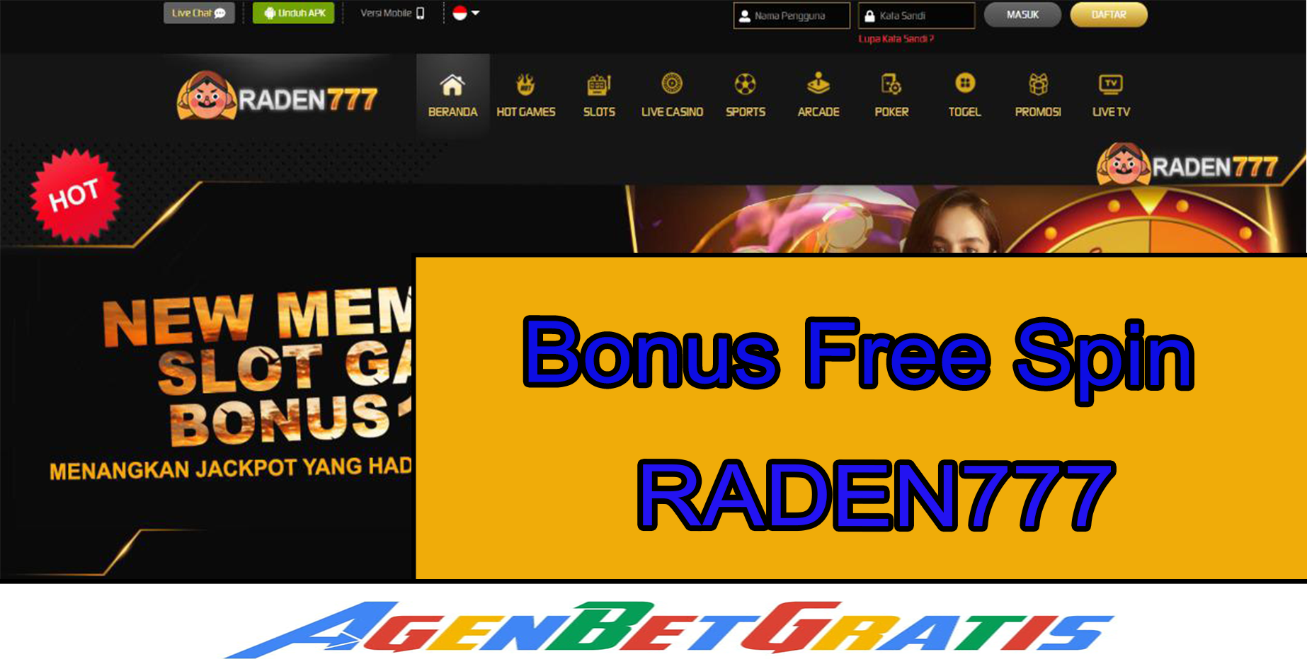 RADEN777 - Bonus Freespin