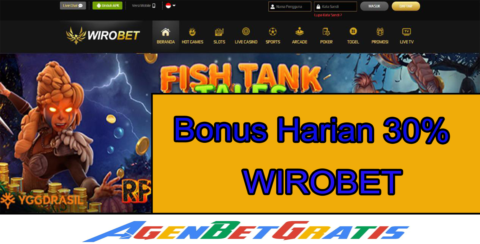 WIROBET- Bonus Harian 30%