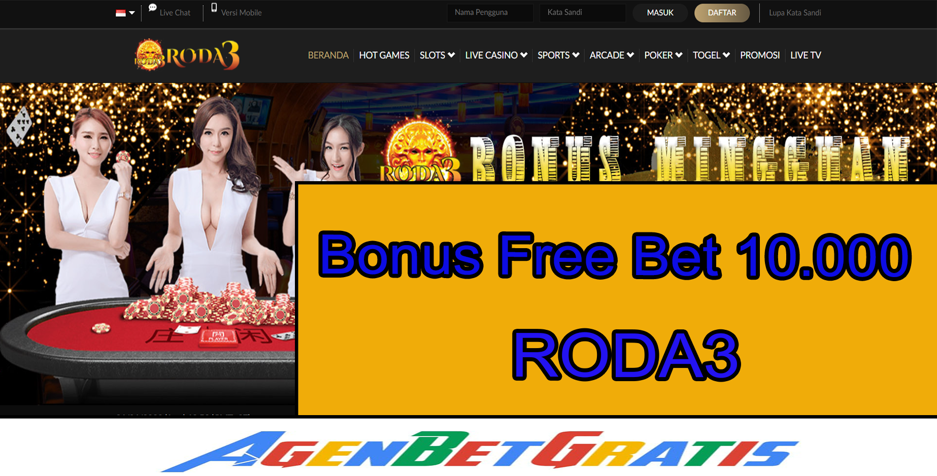 RODA3 - Bonus Free Bet 10.000