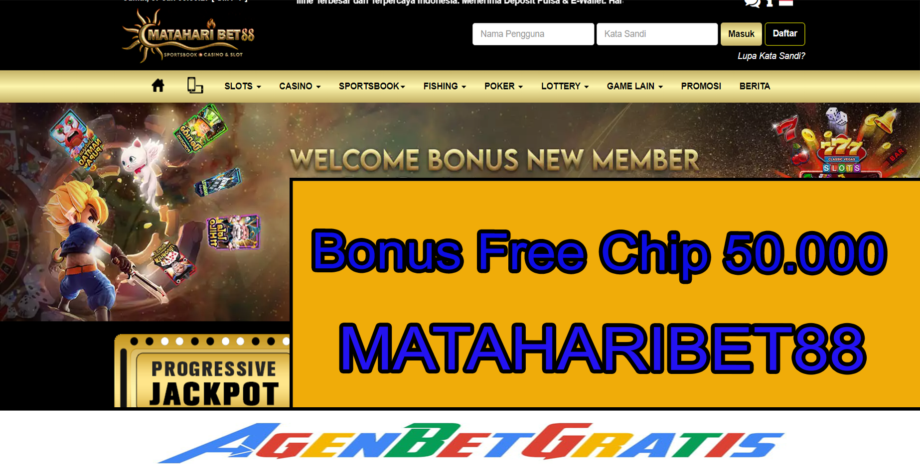 MATAHARIBET88 - Bonus Free Chip 50.000