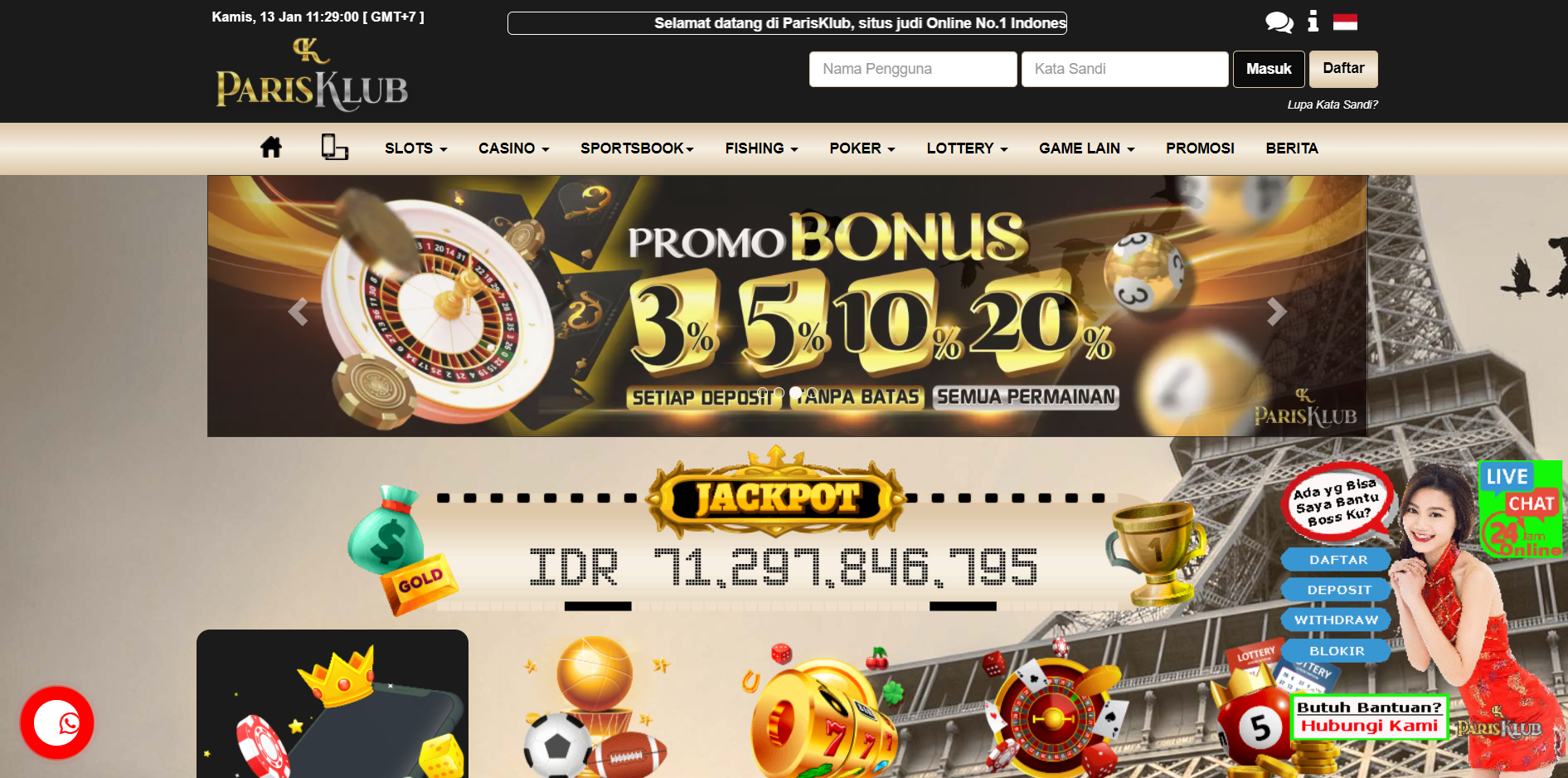 ParisKlub - Situs Slot, dan Situs Lottery Terpercaya
