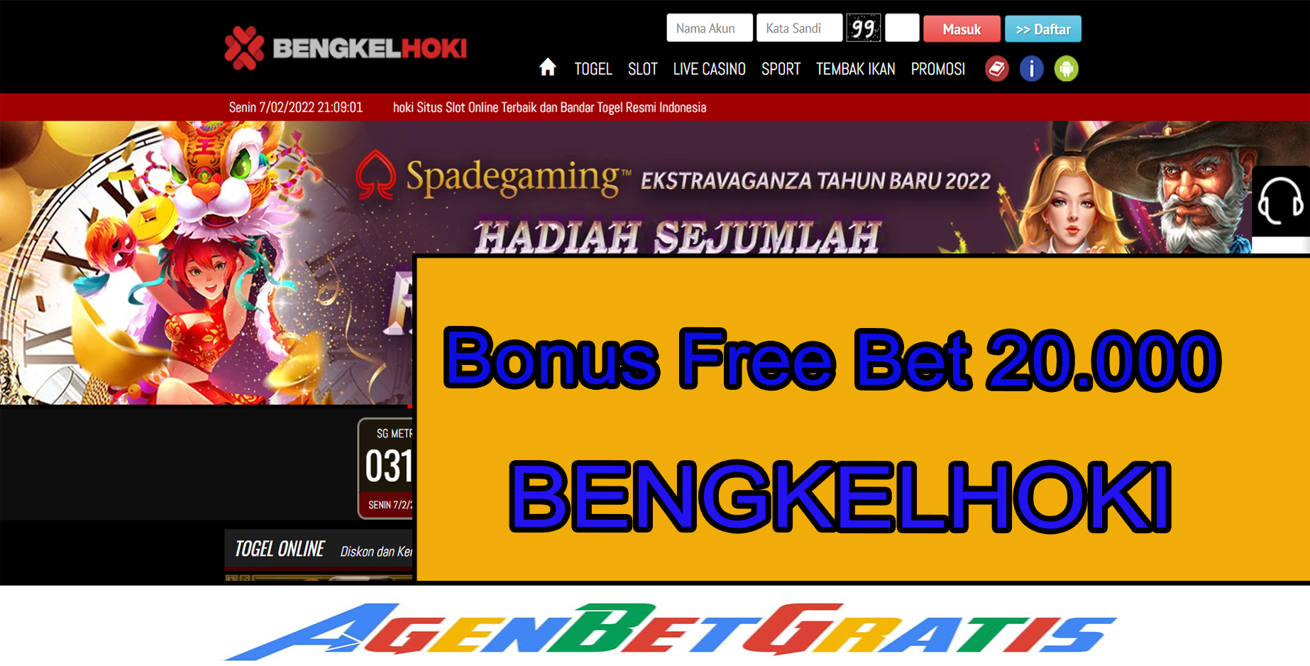 BENGKELHOKI- Bonus FreeBet 20.000