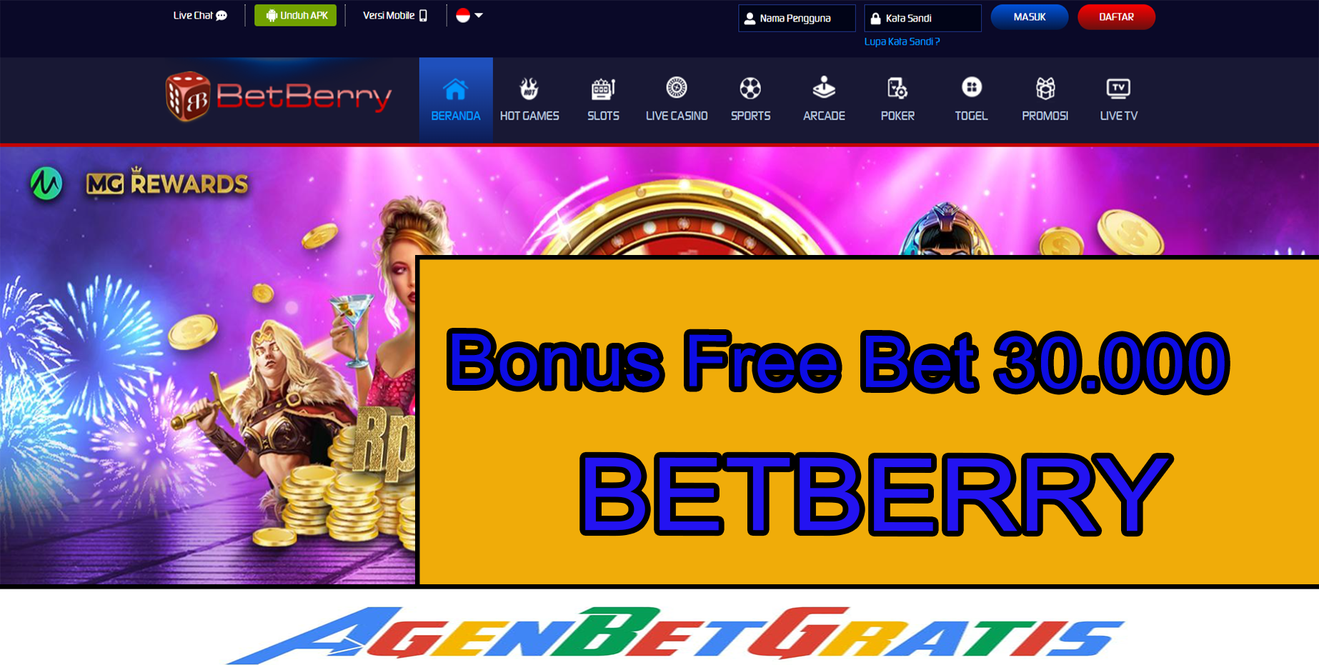 BETBERRY- Bonus FreeBet 30.000