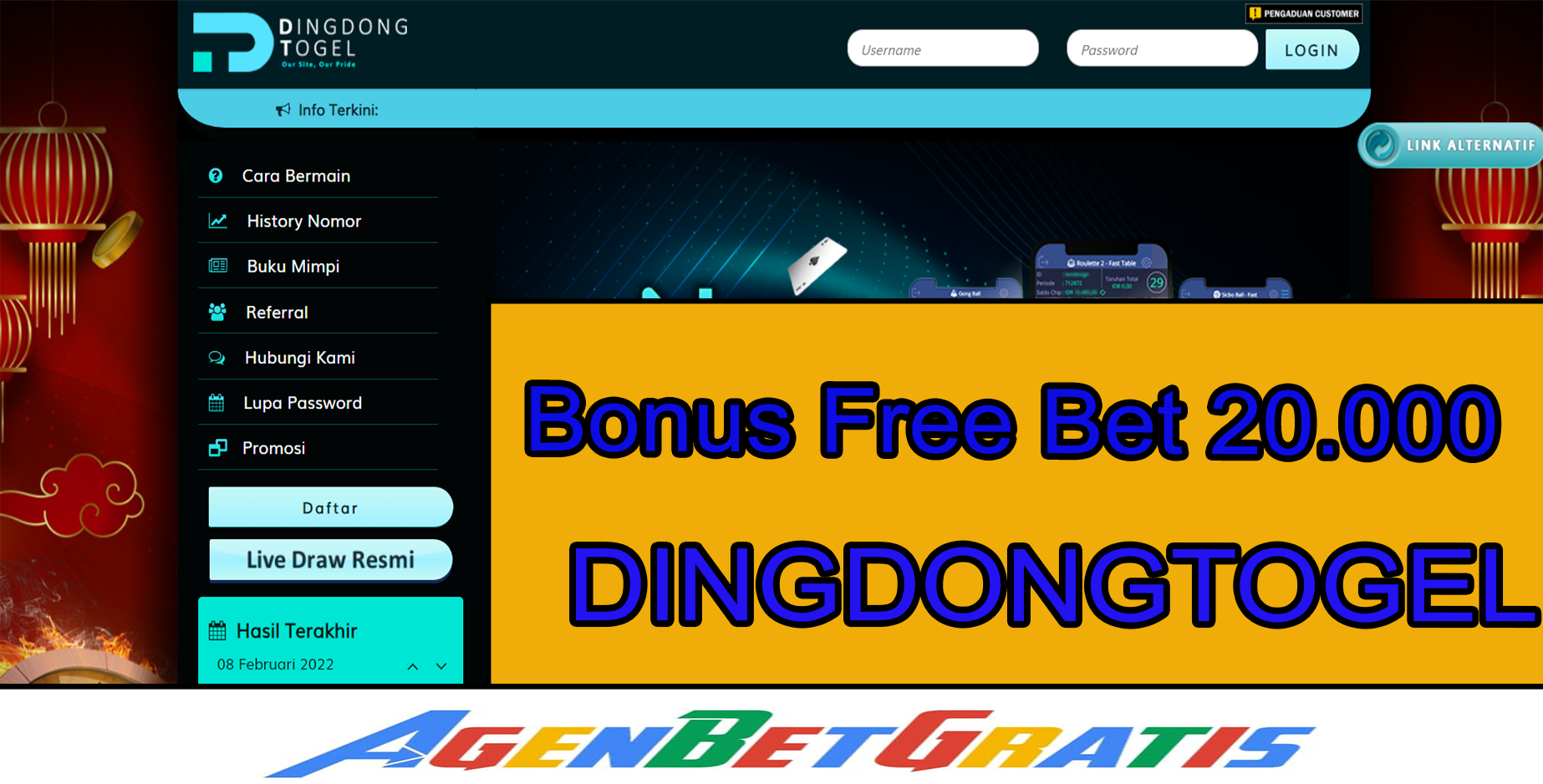 DINGDONGTOGEL - Bonus FreeBet 20.000