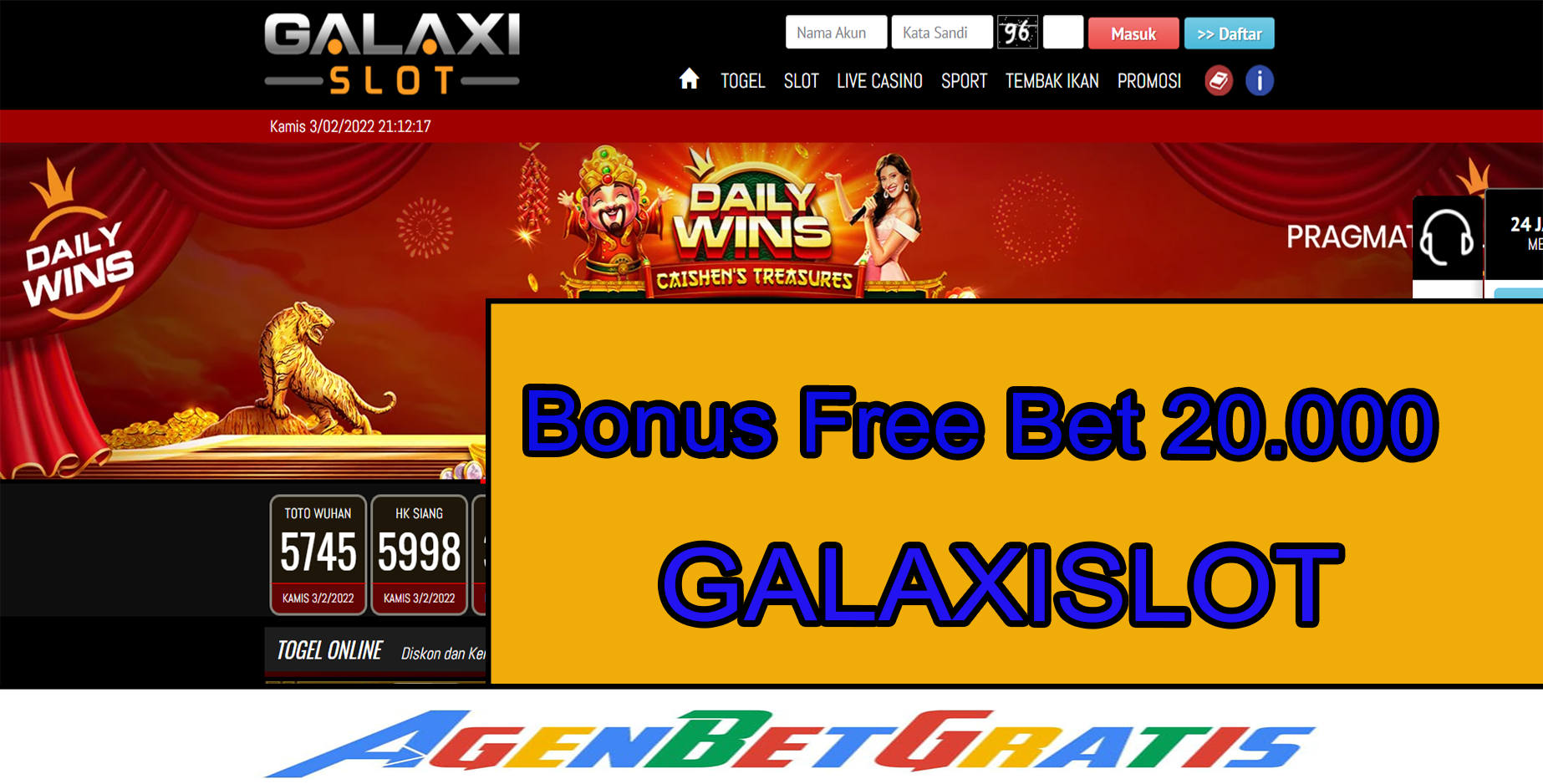 GALAXISLOT - Bonus FreeBet 20.000
