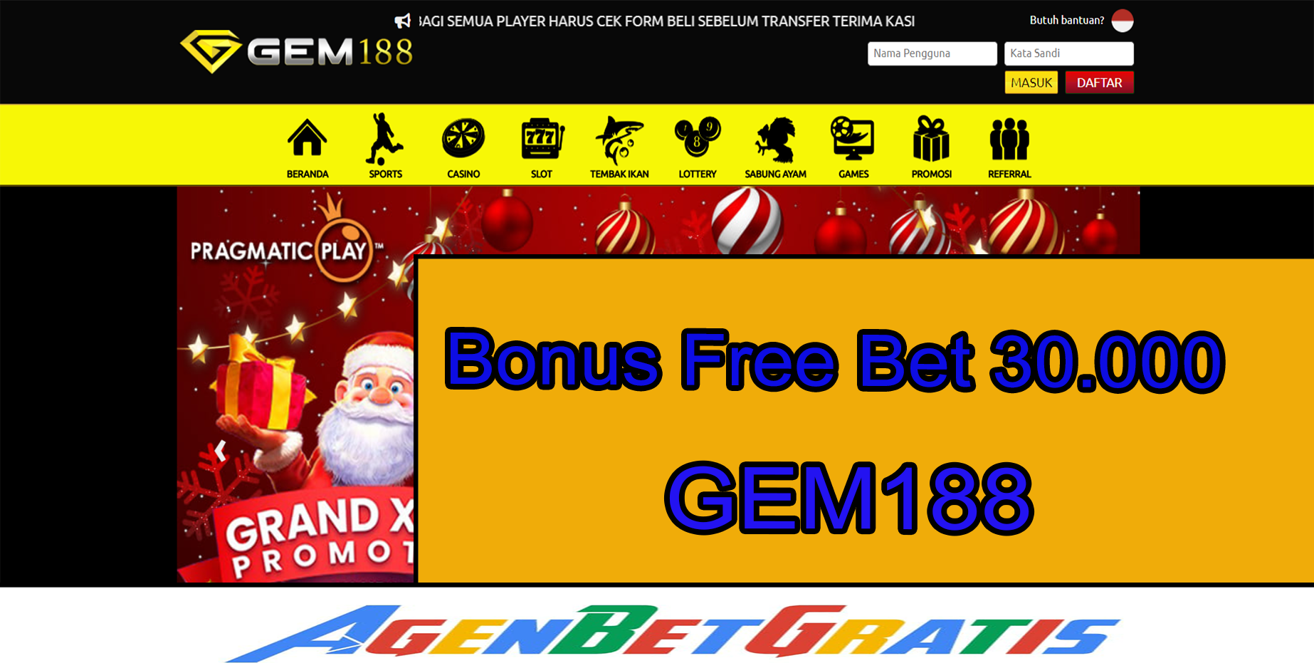 GEM188 - Bonus FreeBet 30.000