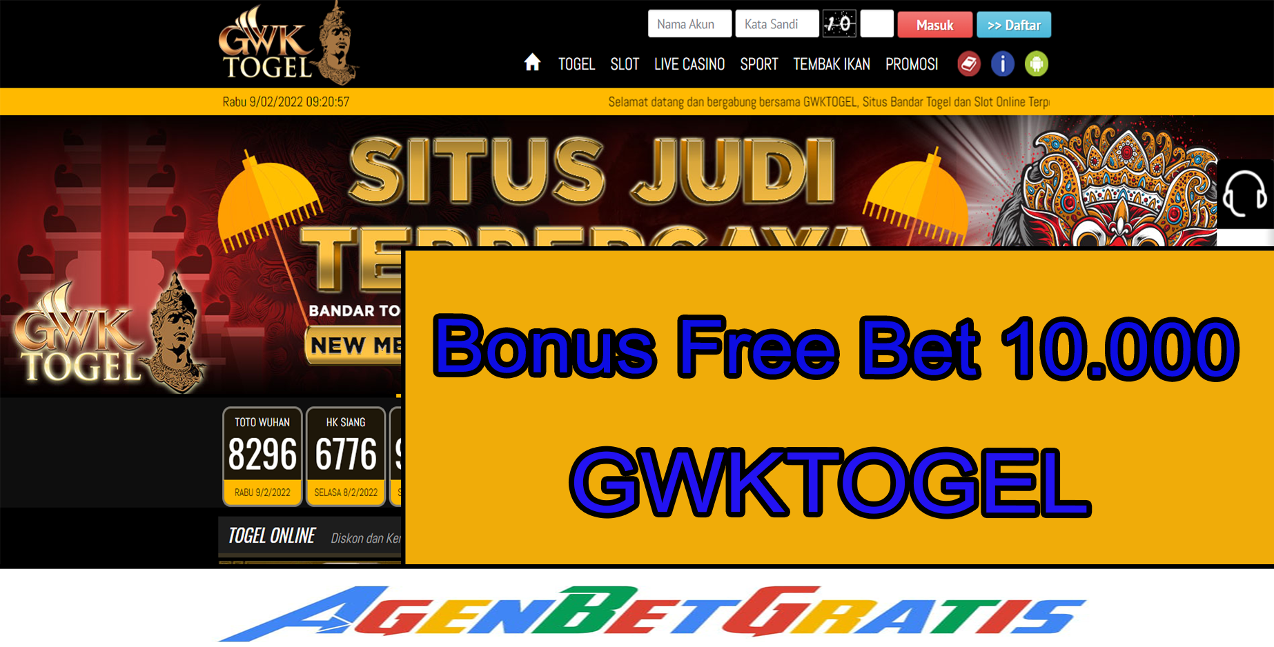 GWKTOGEL - Bonus FreeBet 10.000