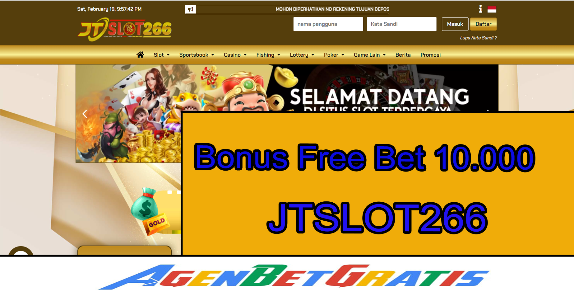 JTSLOT266 - Bonus FreeBet 10.000