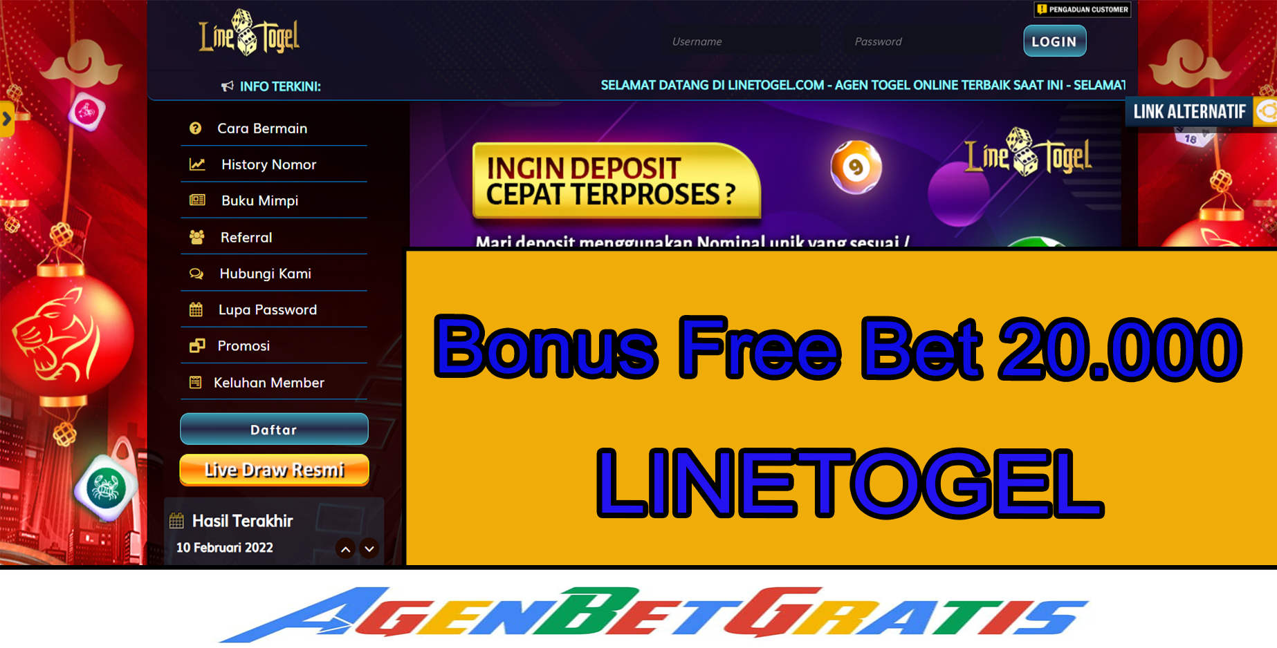 LINETOGEL - Bonus FreeBet 20.000