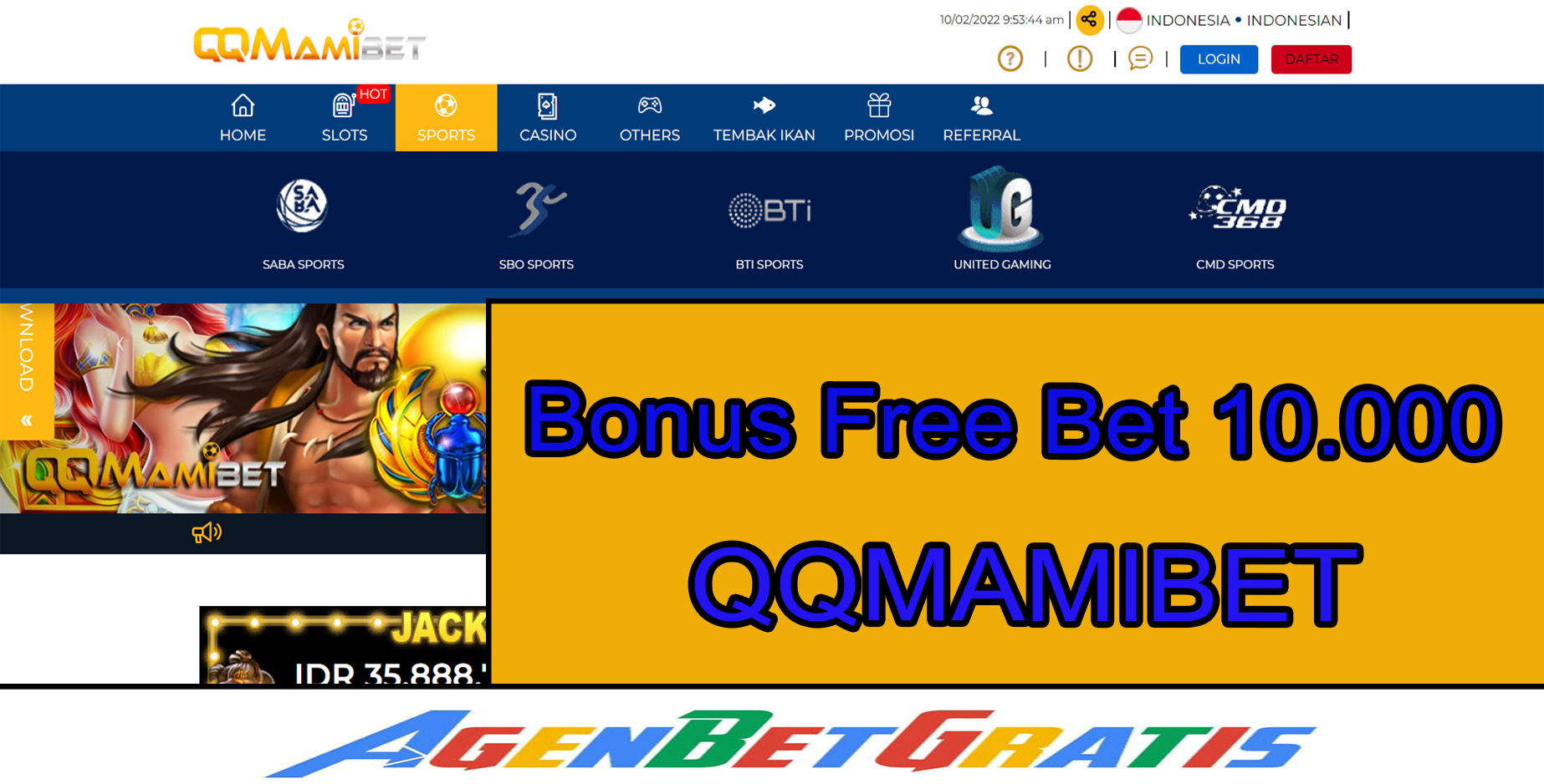 QQMAMIBET - Bonus FreeBet 10.000