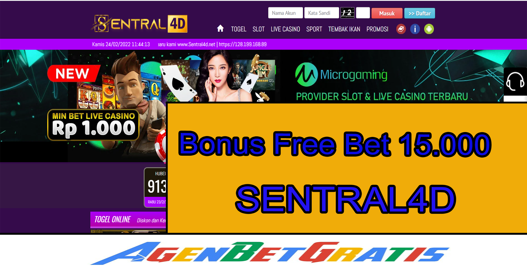 SENTRAL4D - Bonus FreeBet 15.000