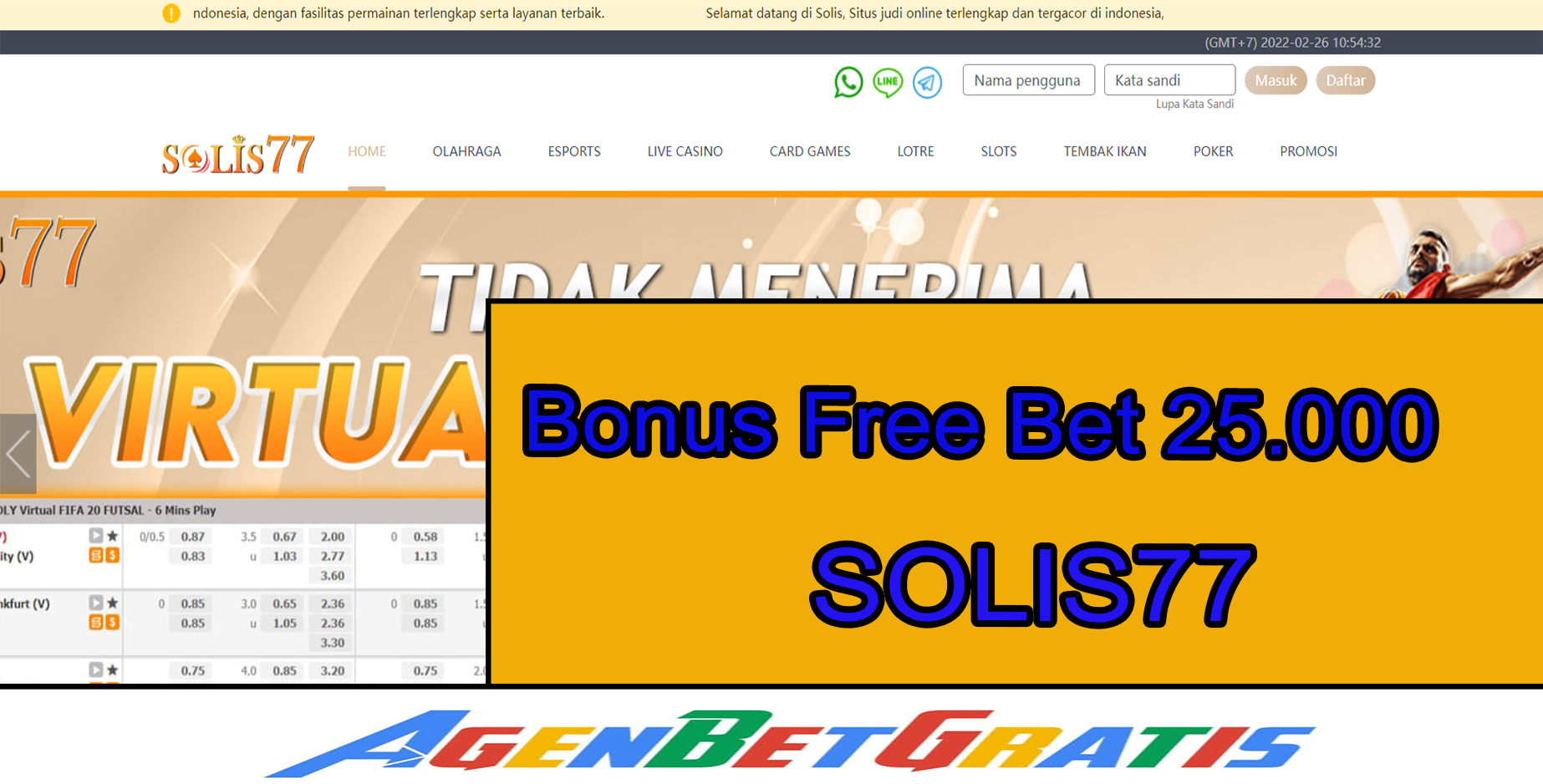 SOLIS77 - Bonus FreeBet 25.000