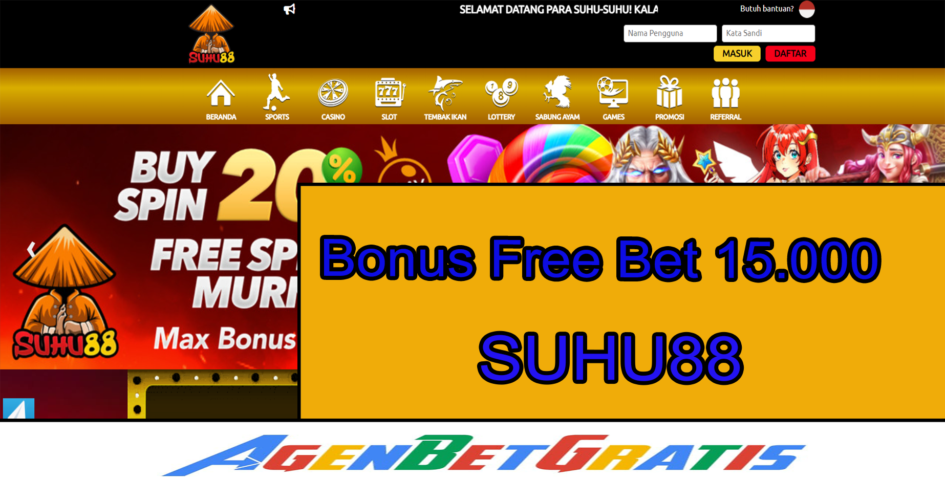 SUHU88 - Bonus FreeBet 15.000