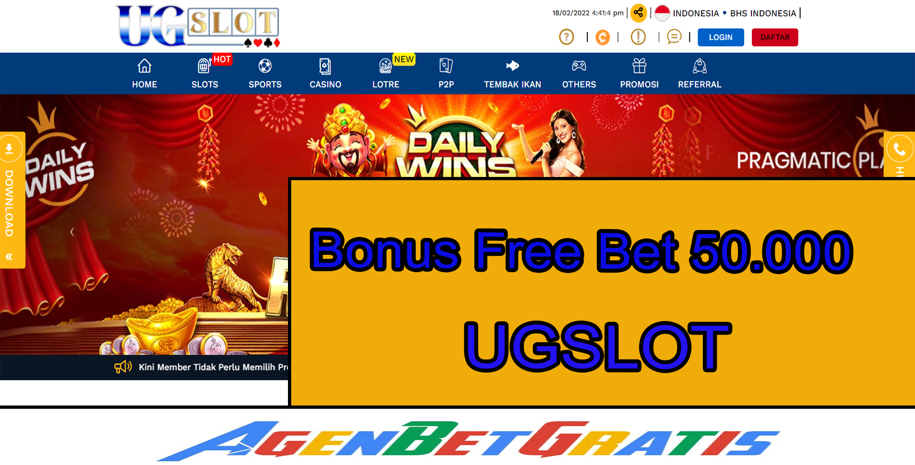 UGSLOT - Bonus FreeBet 50.000