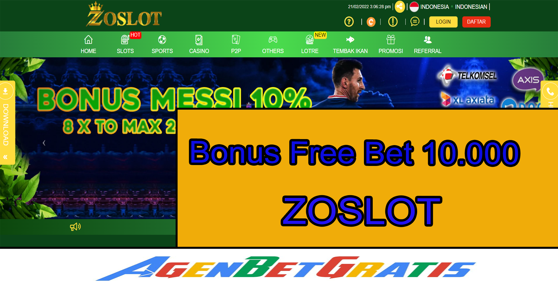 ZOSLOT- Bonus FreeBet 10.000