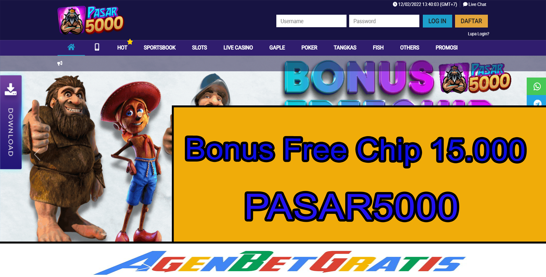 PASAR5000 - Bonus FreeChip 15.000