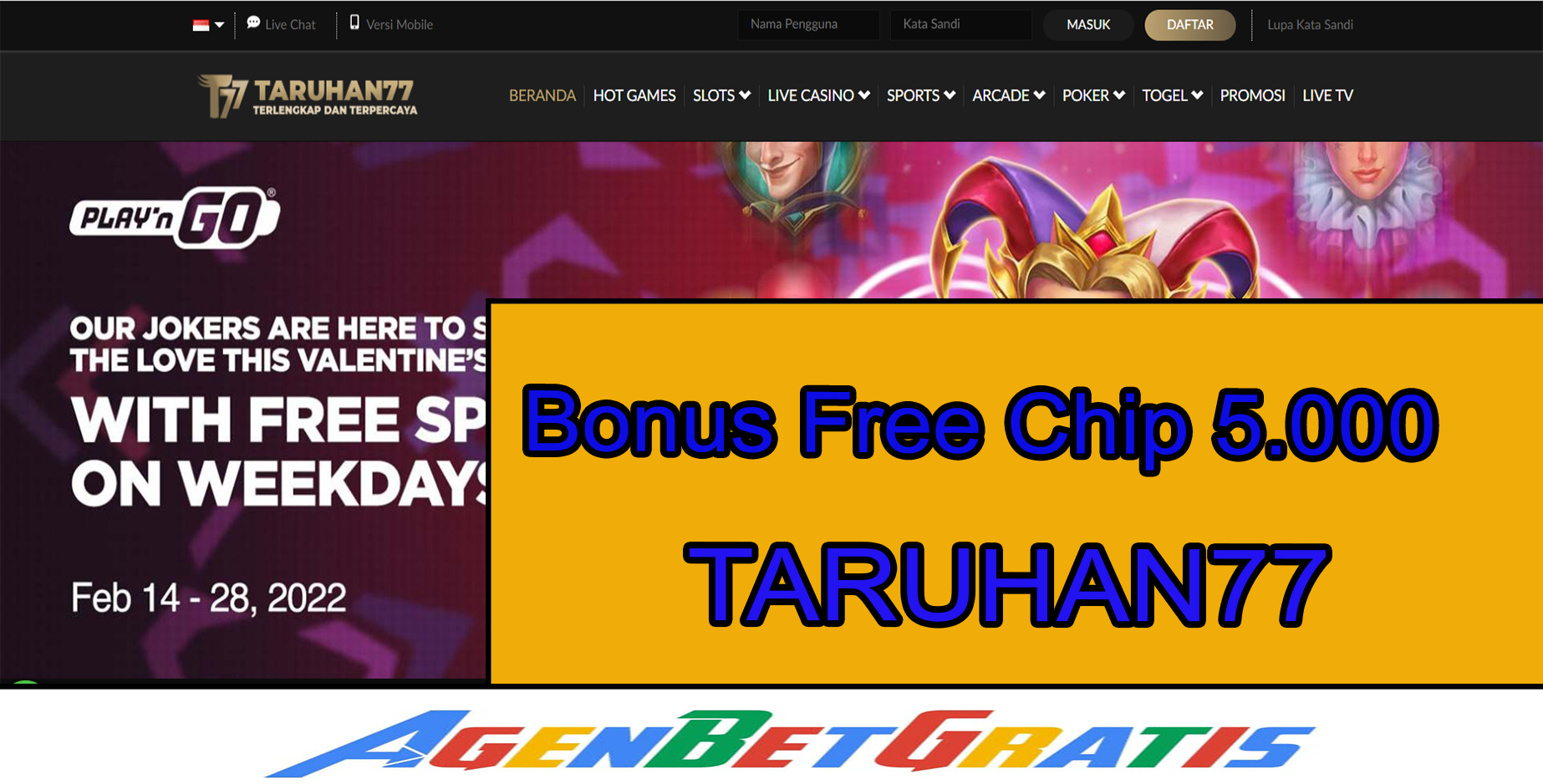 TARUHAN77 - Bonus FreeChip 5.000