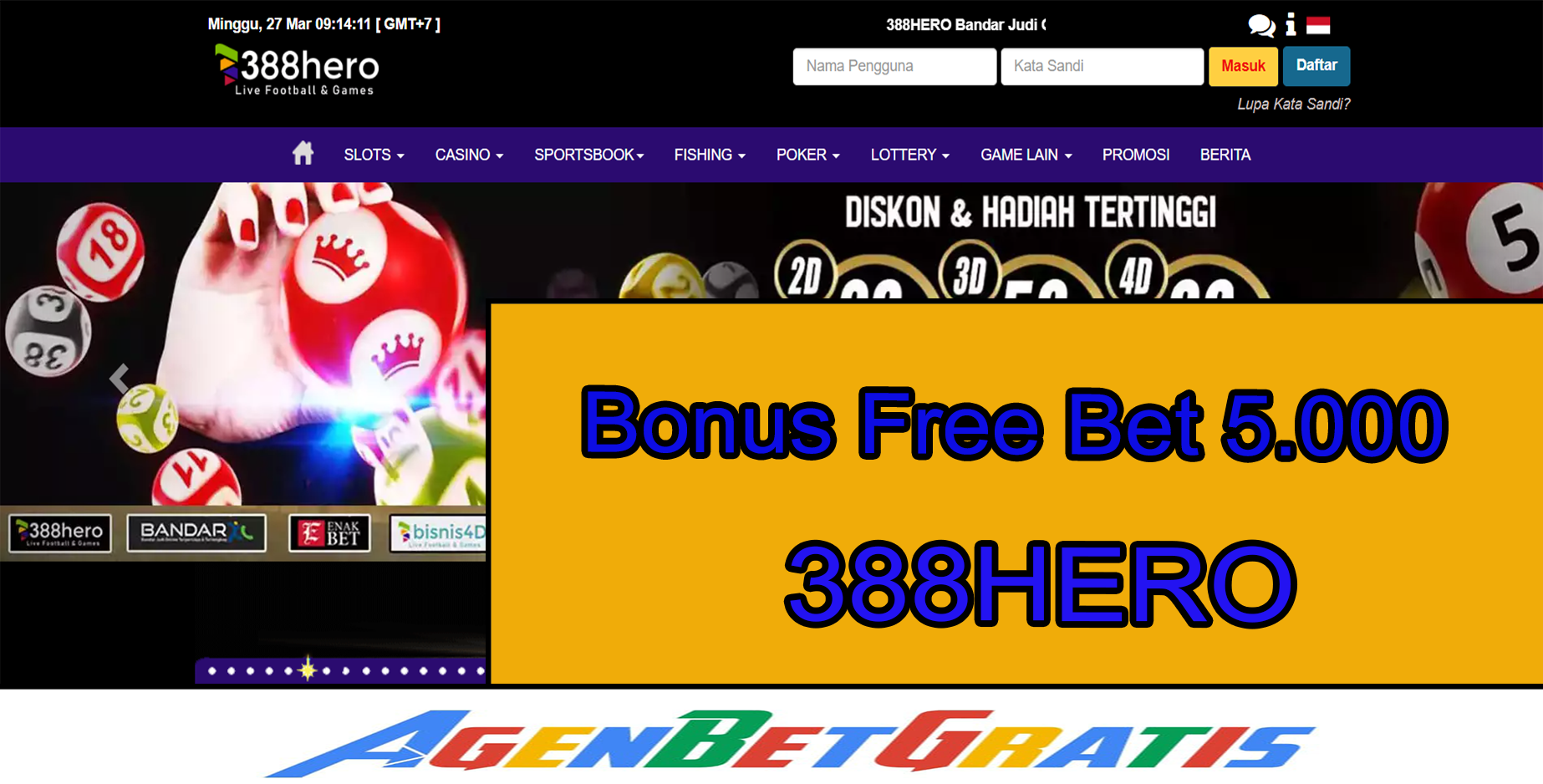 388HERO - Bonus FreeBet 5.000