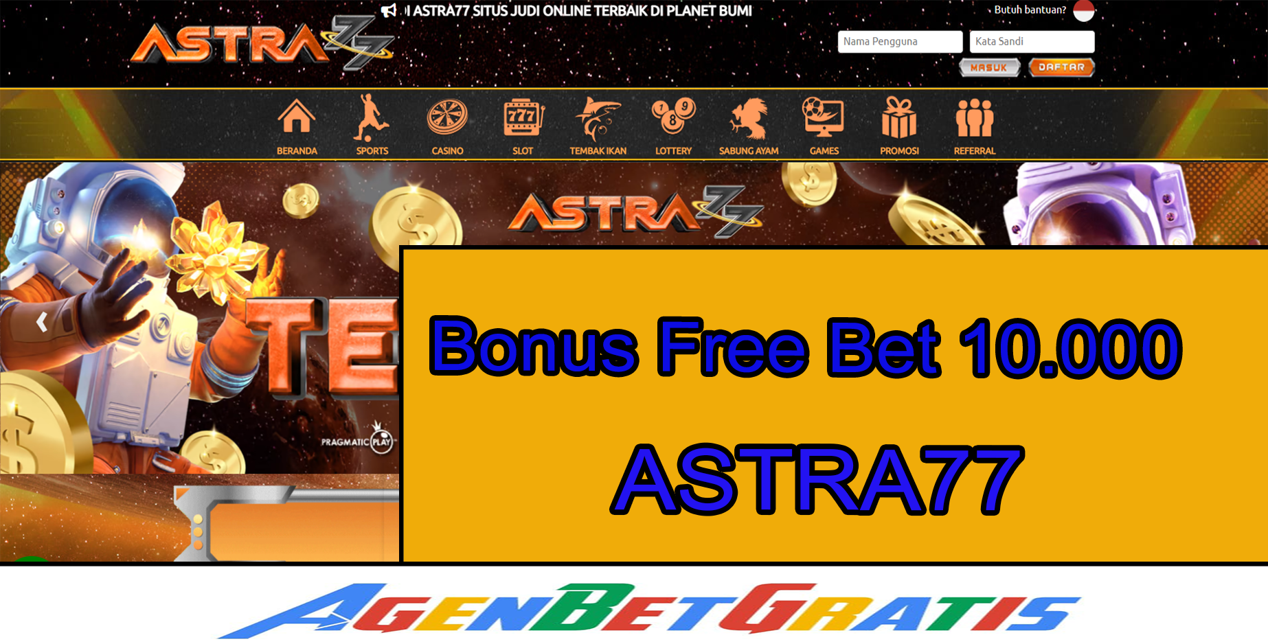 ASTRA77 - Bonus FreeBet 10.000