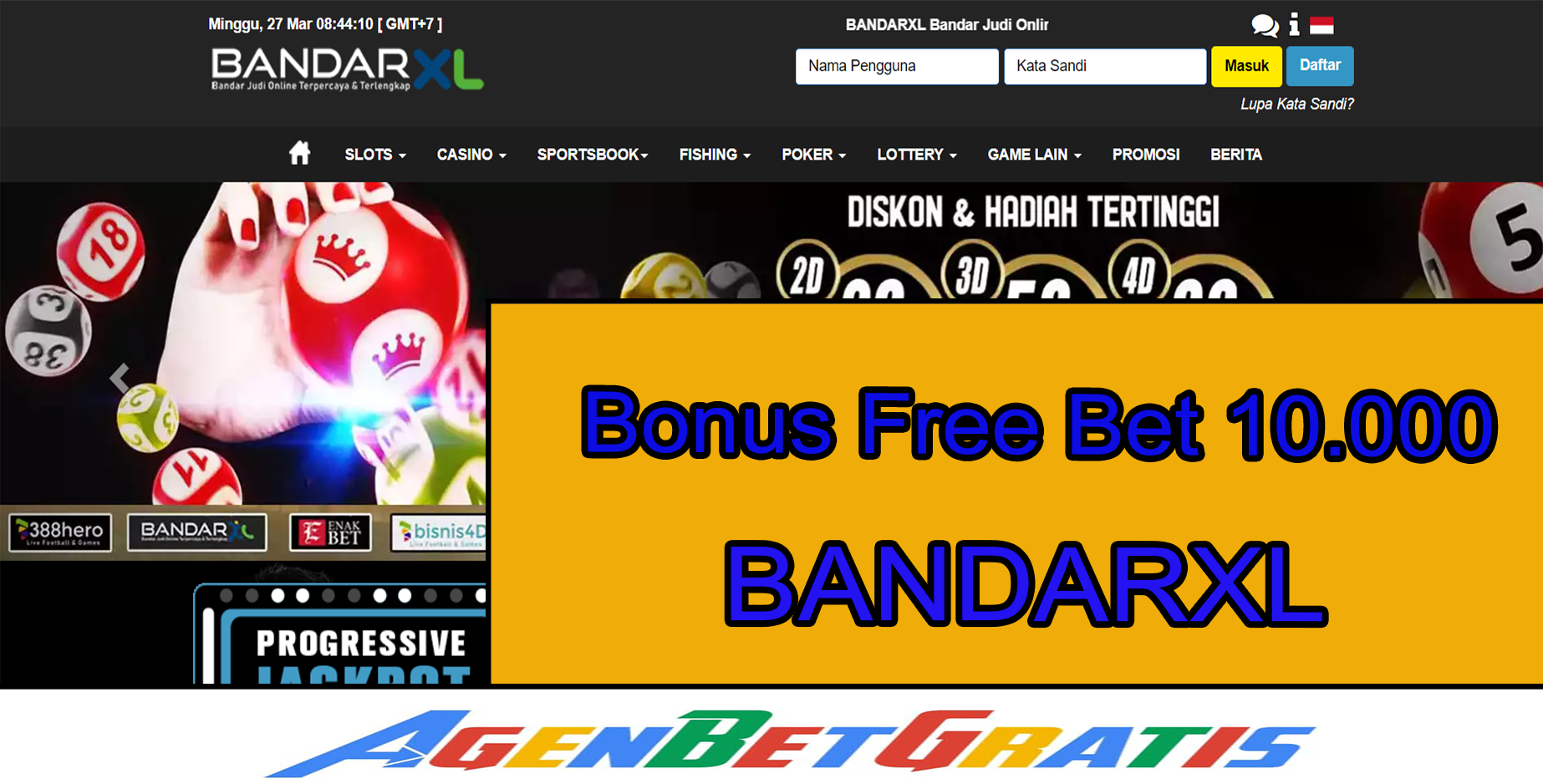 BANDARXL - Bonus FreeBet 10.000