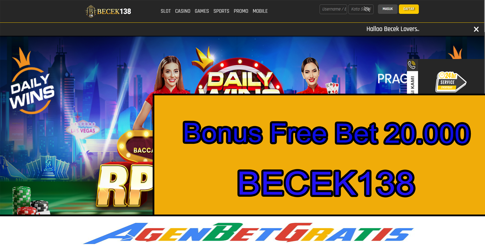 BECEK138 - Bonus FreeBet 20.000