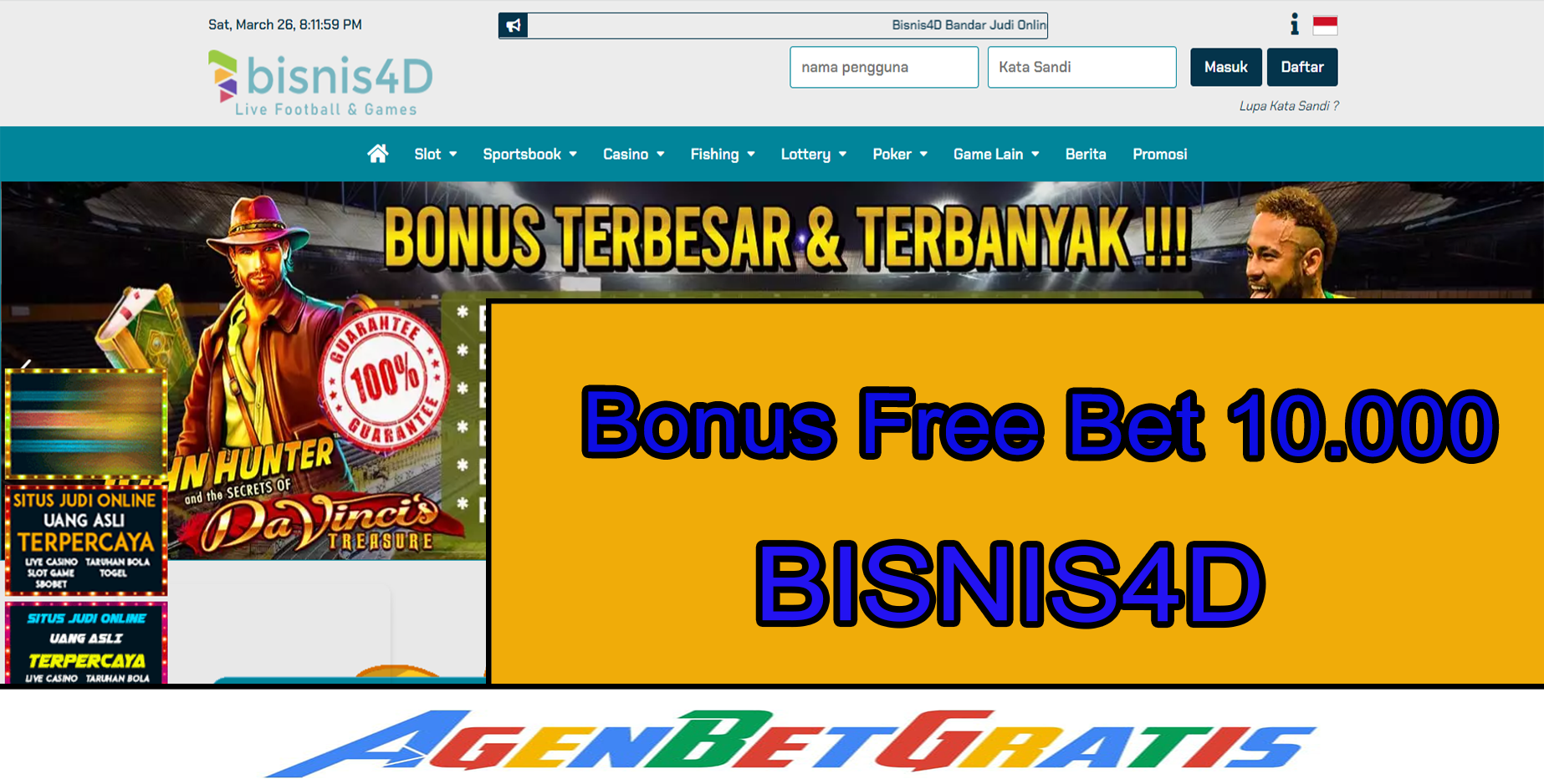 BISNIS4D - Bonus FreeBet 10.000