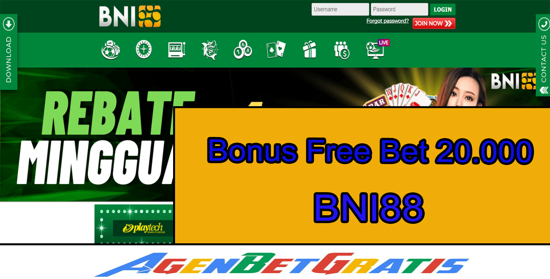 BNI88 - Bonus FreeBet 20.000