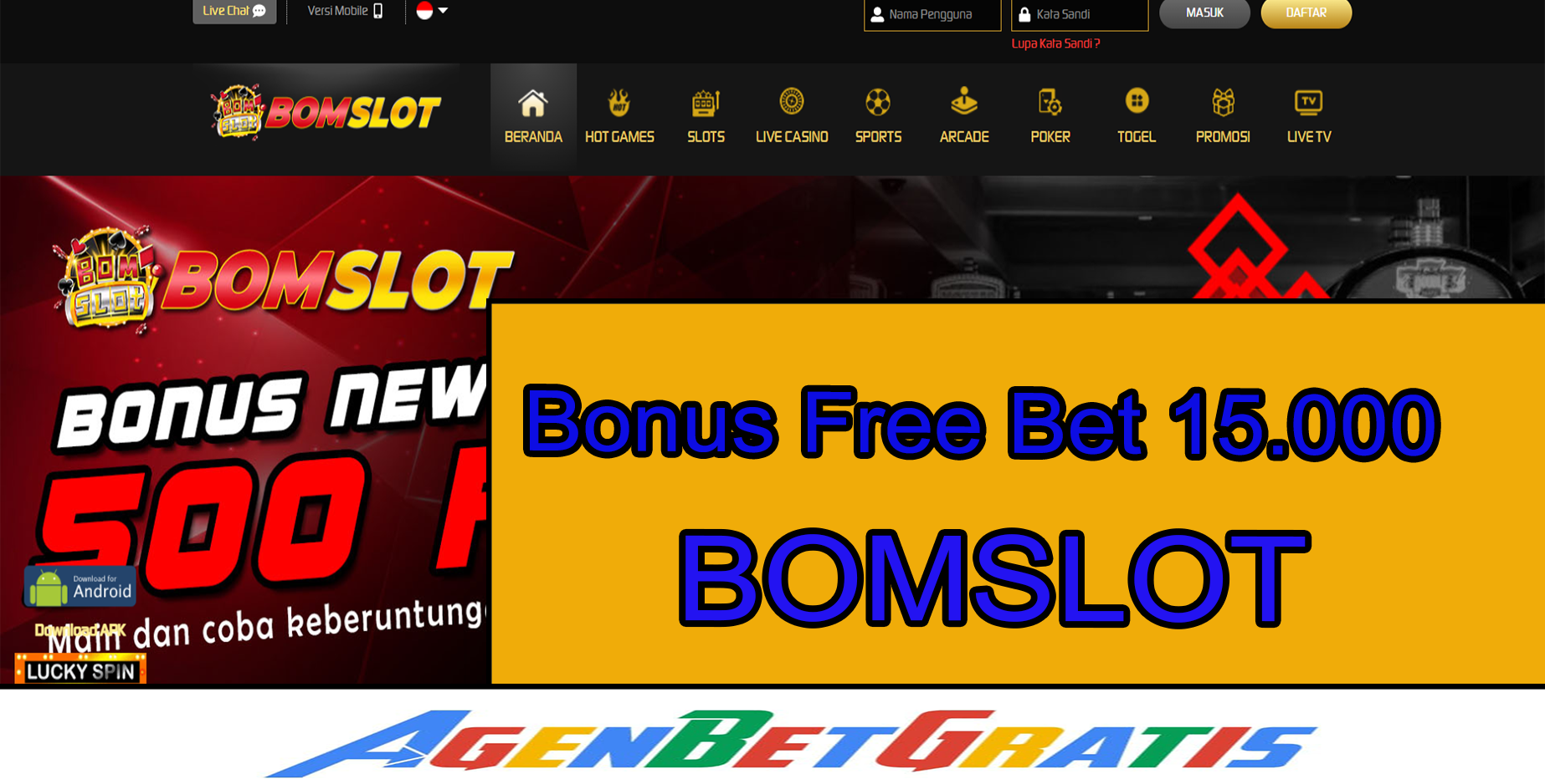 BOMSLOT - Bonus FreeBet 15.000