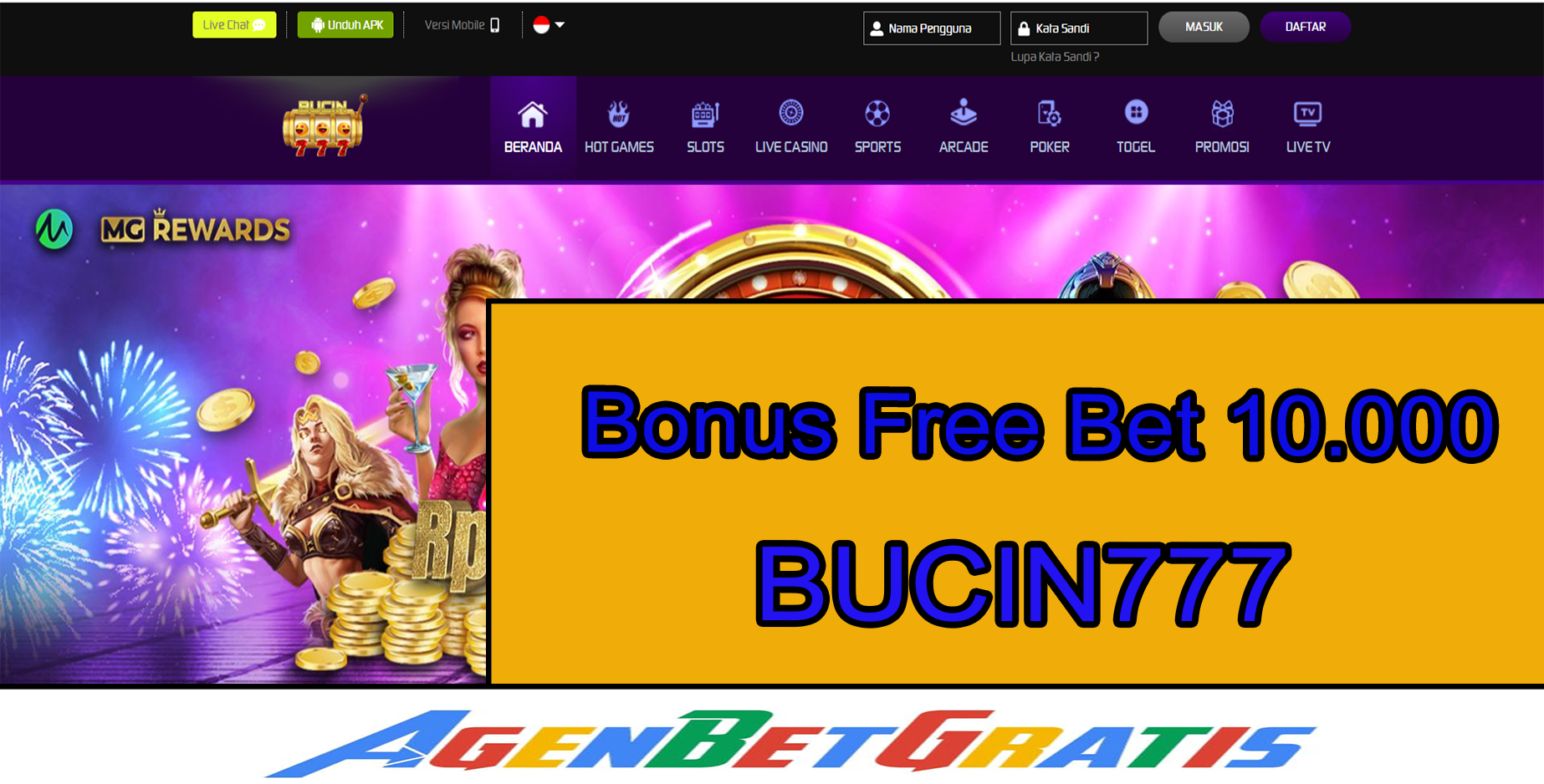 BUCIN777 - Bonus FreeBet 10.000