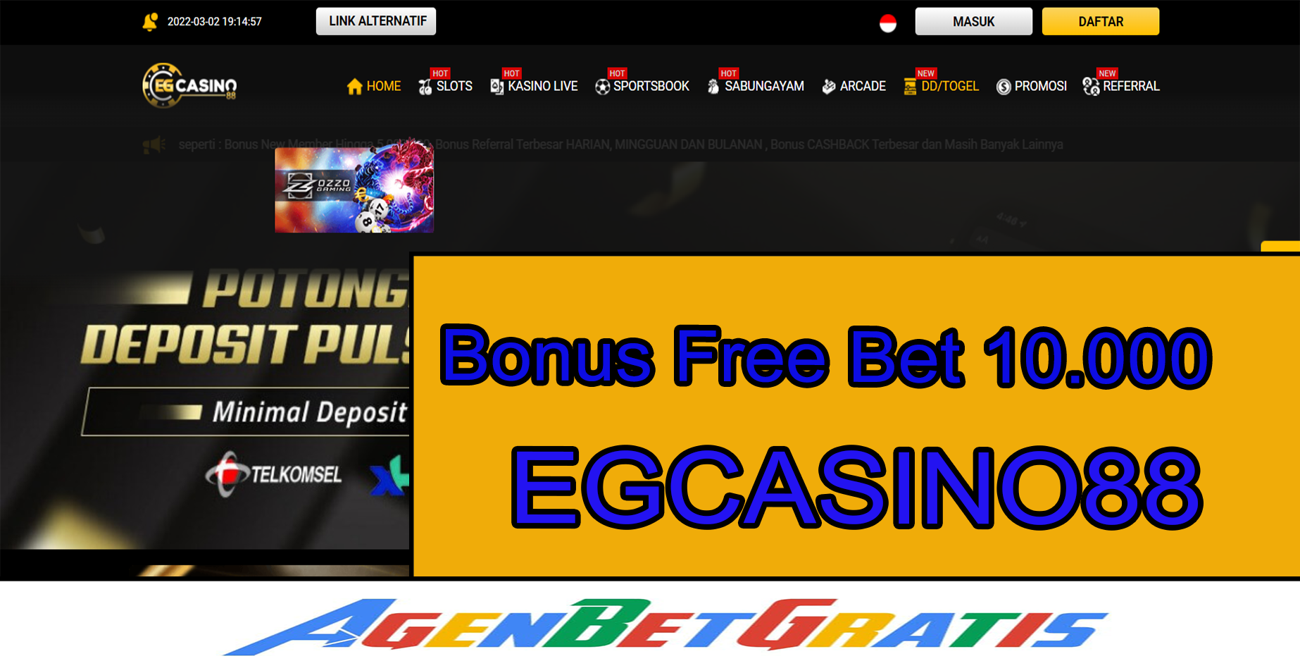 EGCASINO88 - Bonus FreeBet 10.000
