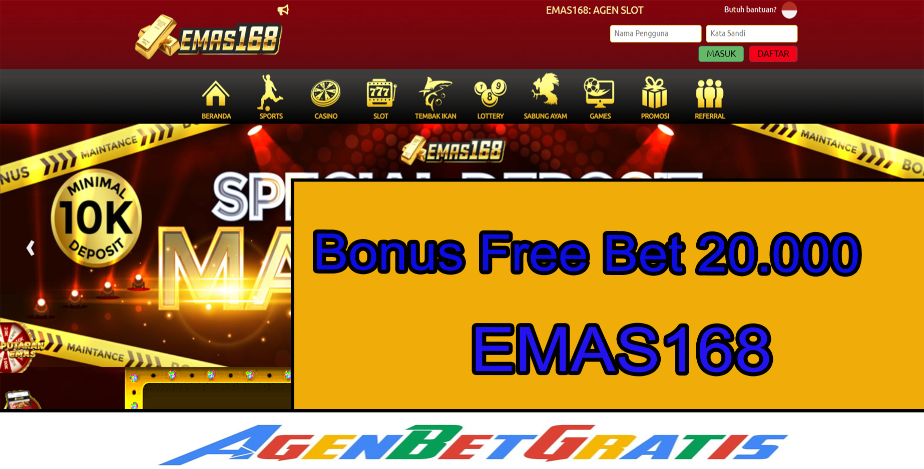 EMAS168 - Bonus FreeBet 20.000