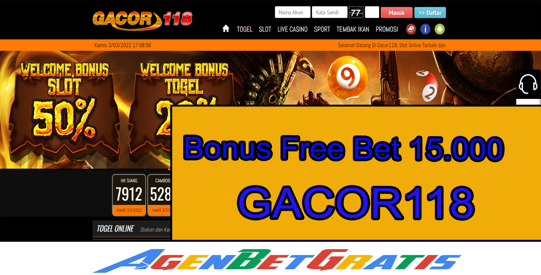 GACOR118 - Bonus FreeBet 15.000