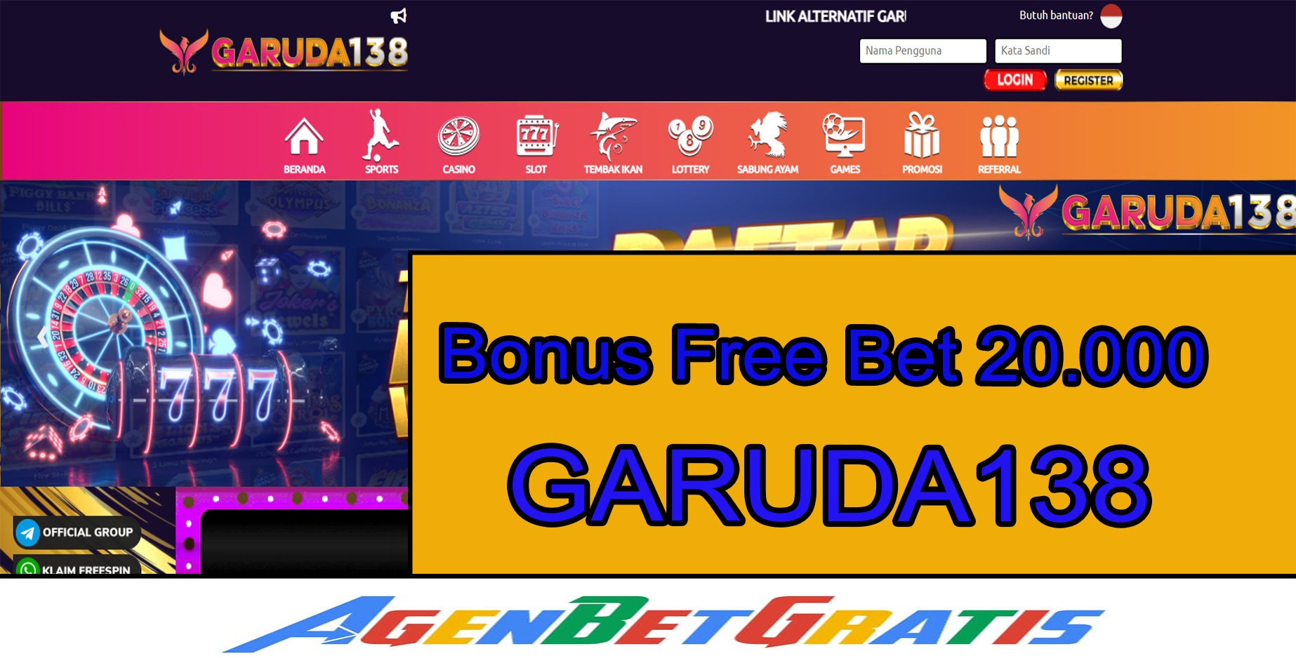 GARUDA138 - Bonus FreeBet 20.000