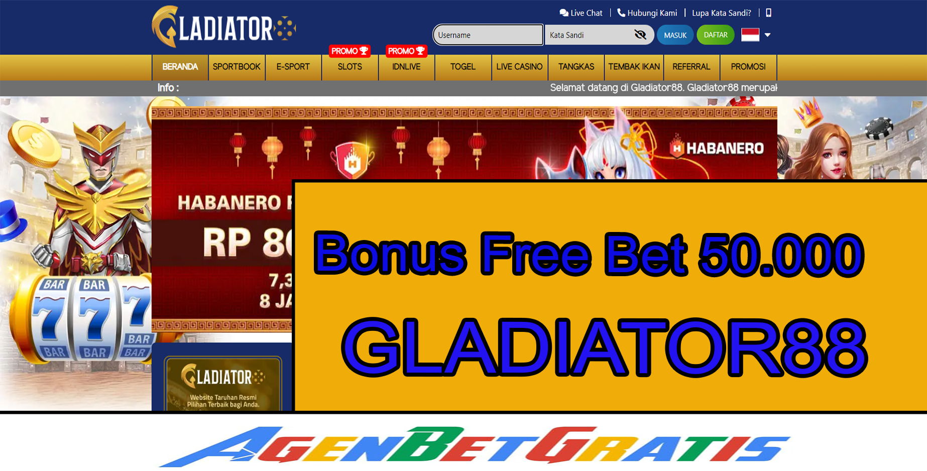 GLADIATOR88  - Bonus FreeBet 50.000