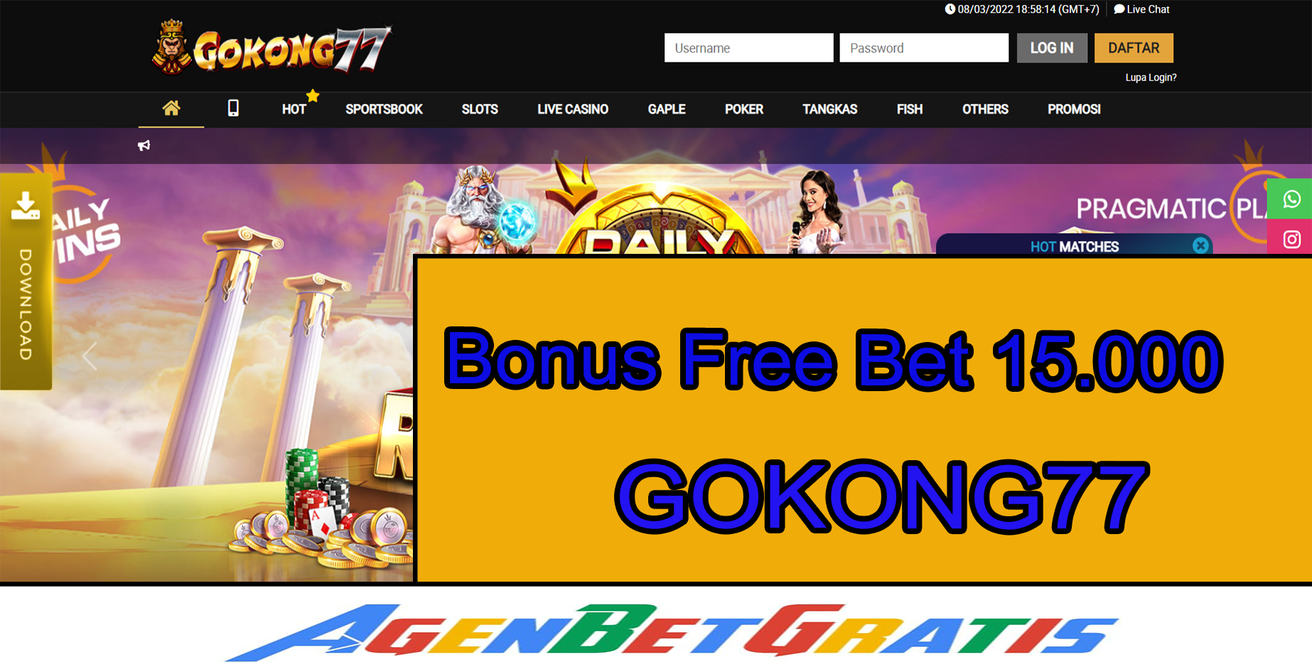 GOKONG77 - Bonus FreeBet 15.000