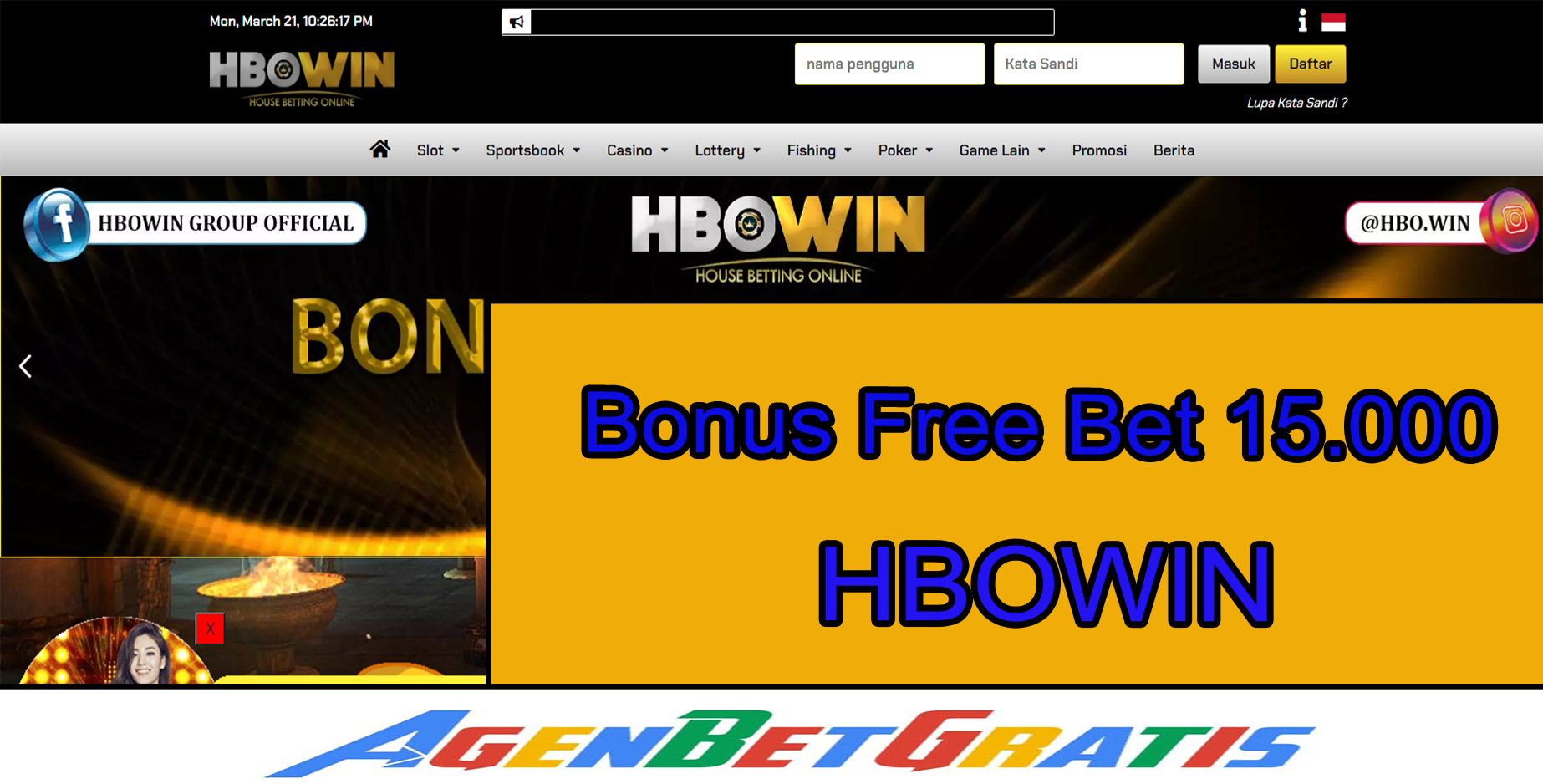 HBOWIN - Bonus FreeBet 15.000