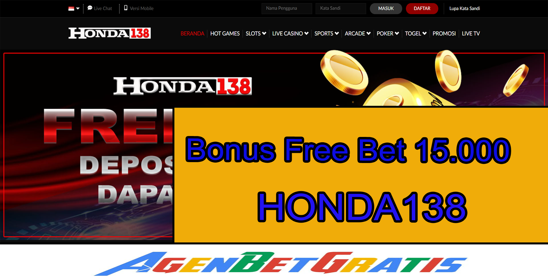 HONDA138 - Bonus FreeBet 15.000