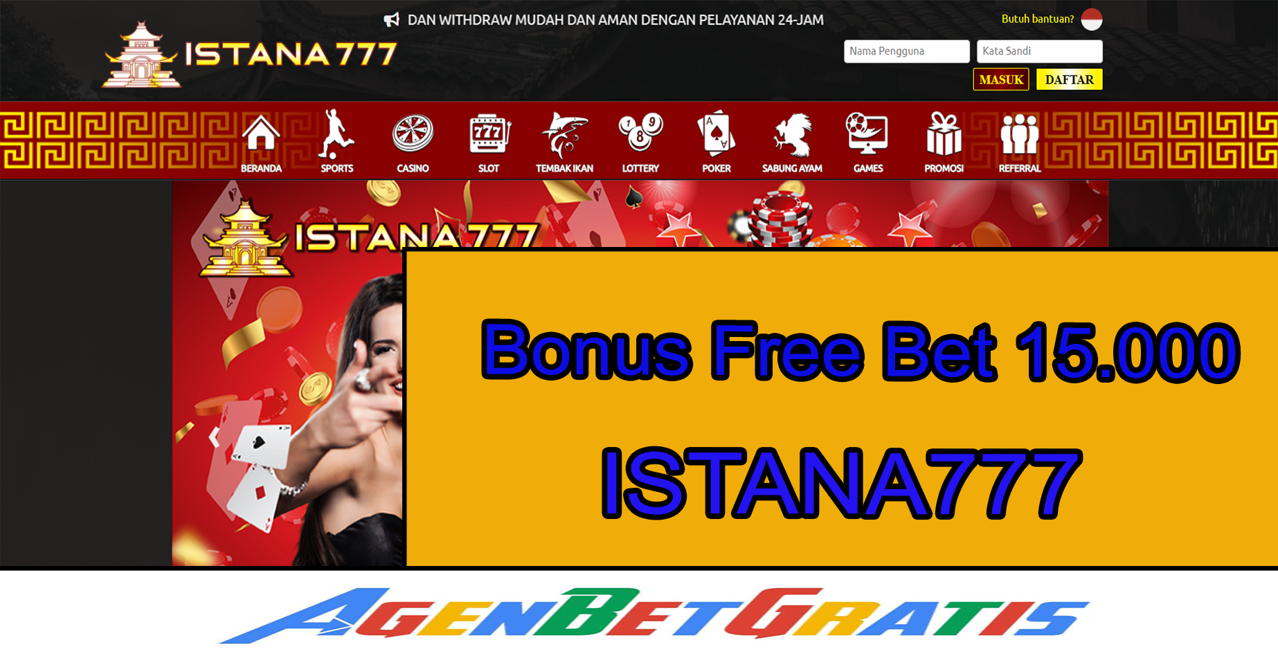 ISTANA777 - Bonus FreeBet 15.000