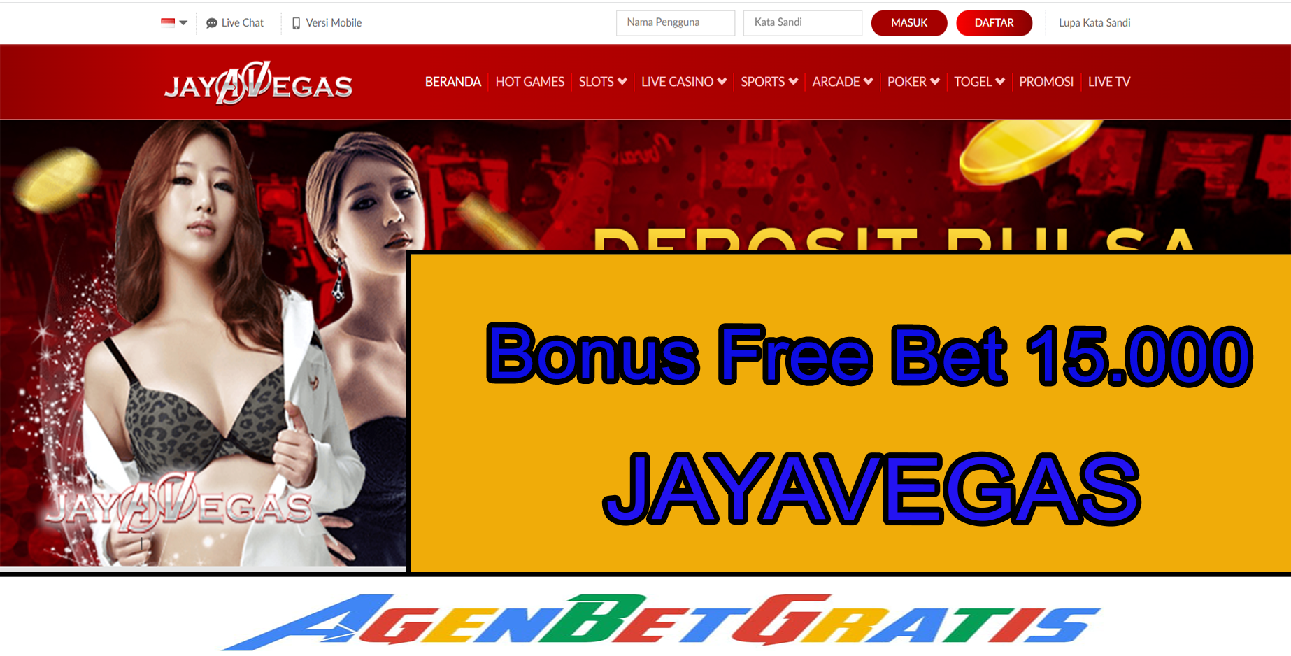 JAYAVEGAS - Bonus FreeBet 15.000