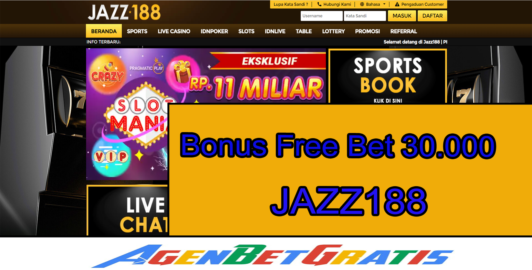 JAZZ188 - Bonus FreeBet 30.000