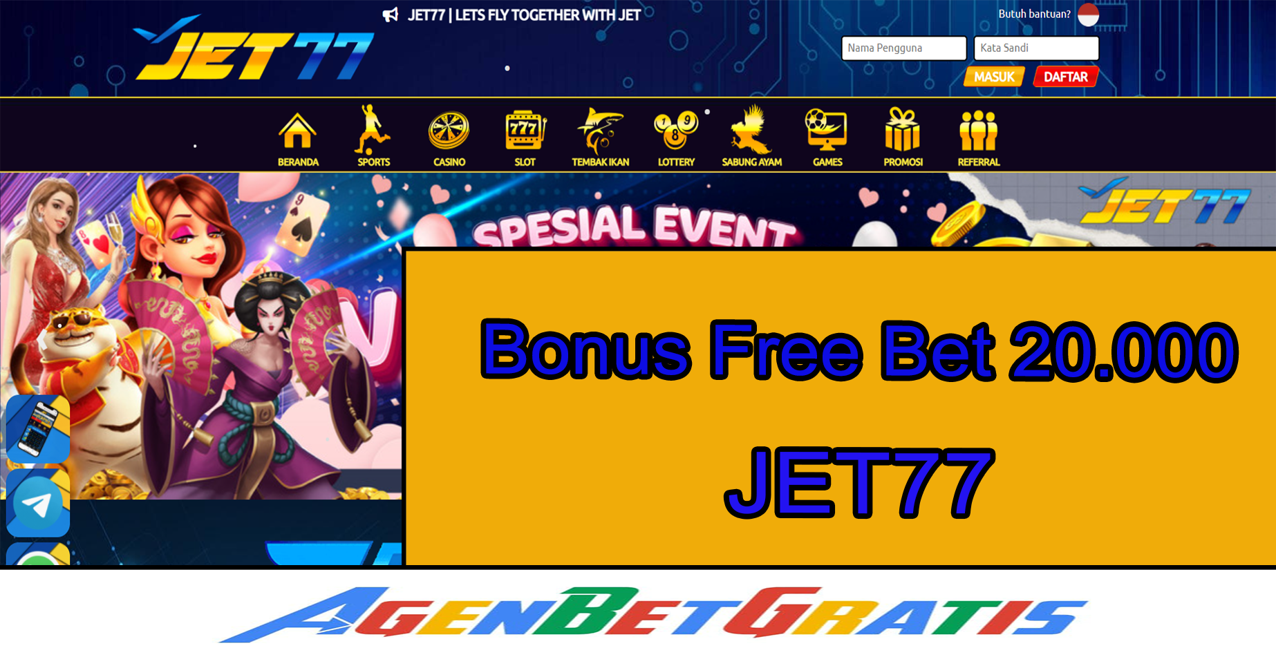 JET77 - Bonus FreeBet 20.000