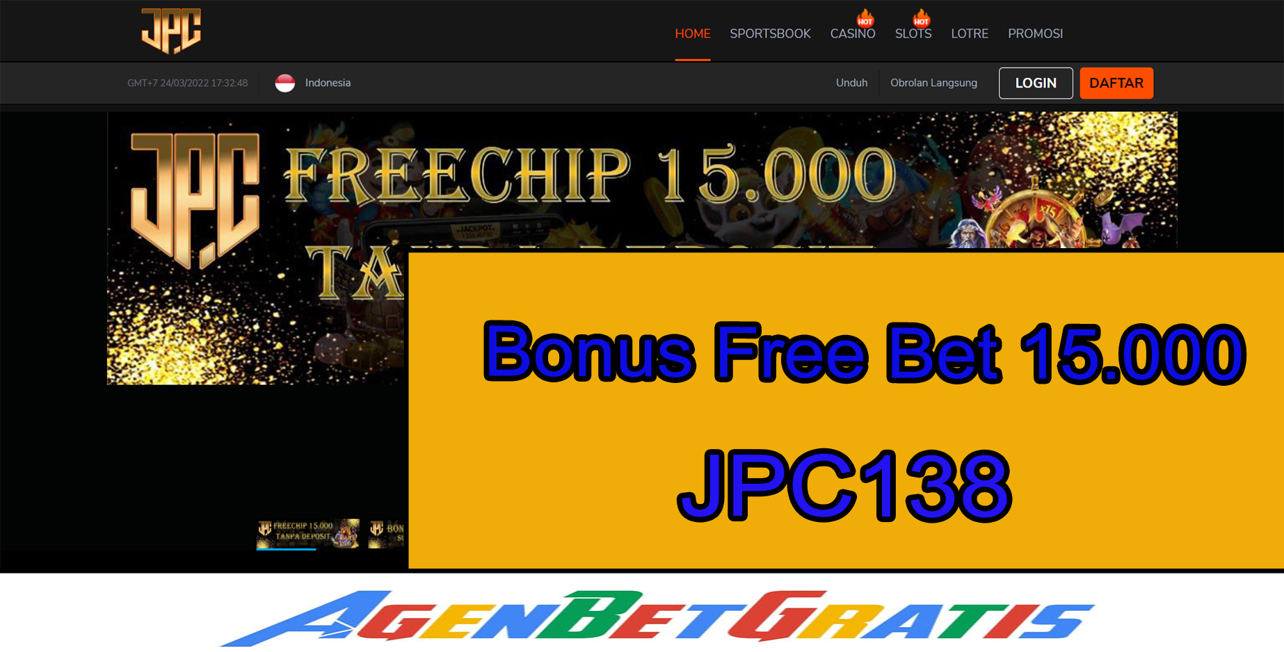 JPC138 - Bonus FreeBet 15.000